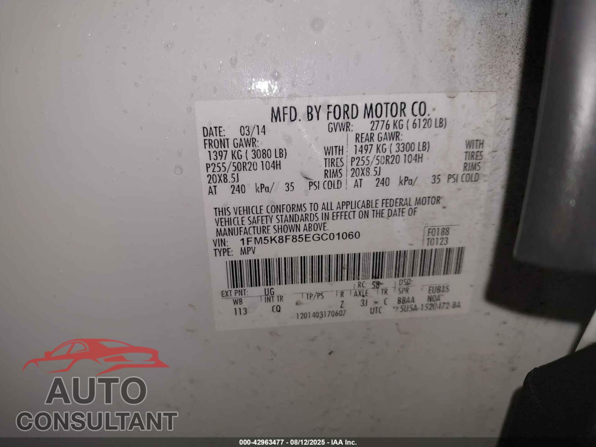 FORD EXPLORER 2014 - 1FM5K8F85EGC01060
