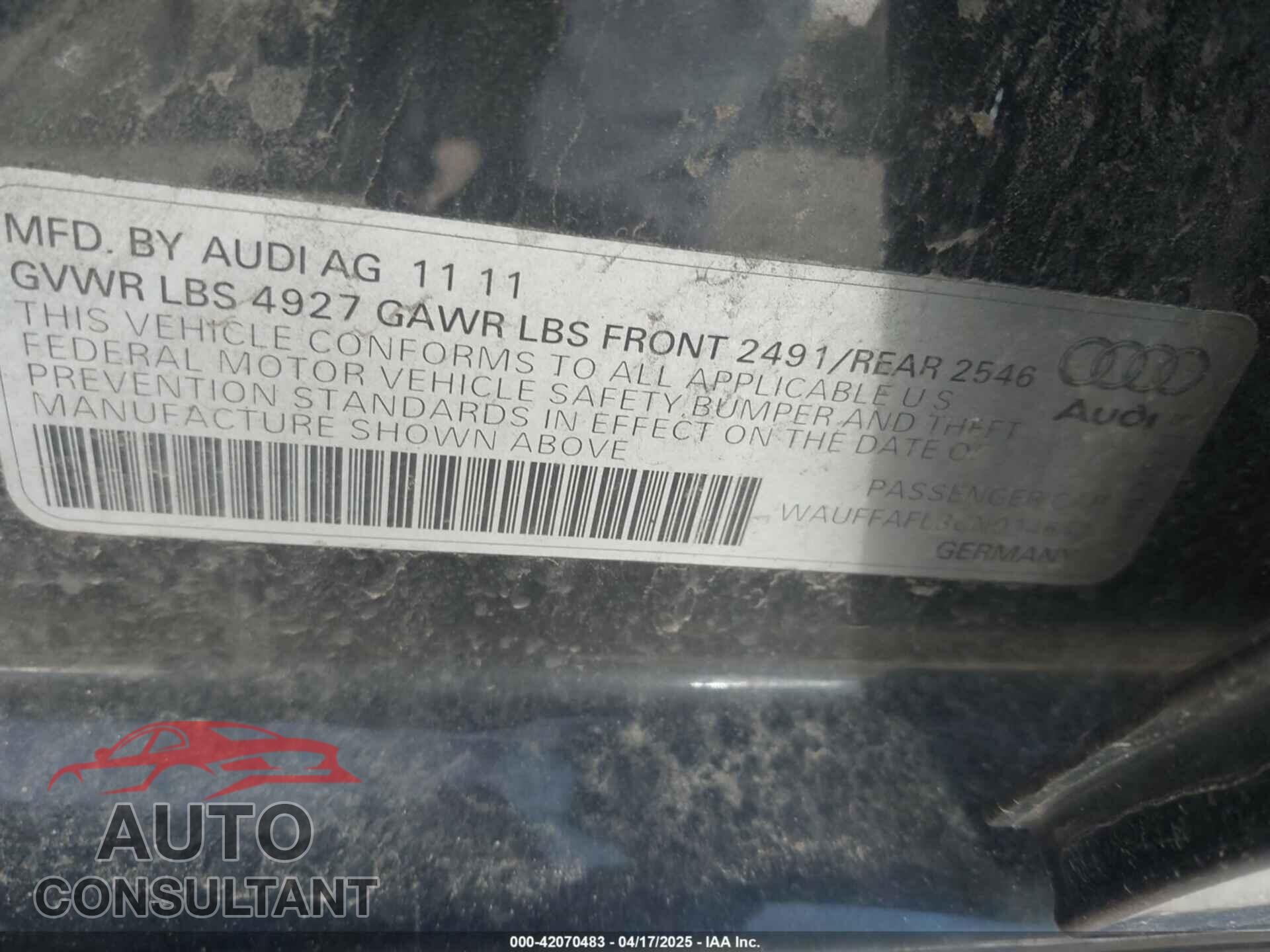 AUDI A4 2012 - WAUFFAFL3CN014642