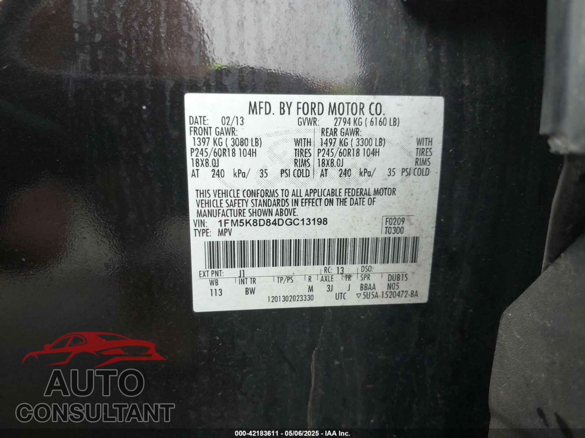 FORD EXPLORER 2013 - 1FM5K8D84DGC13198