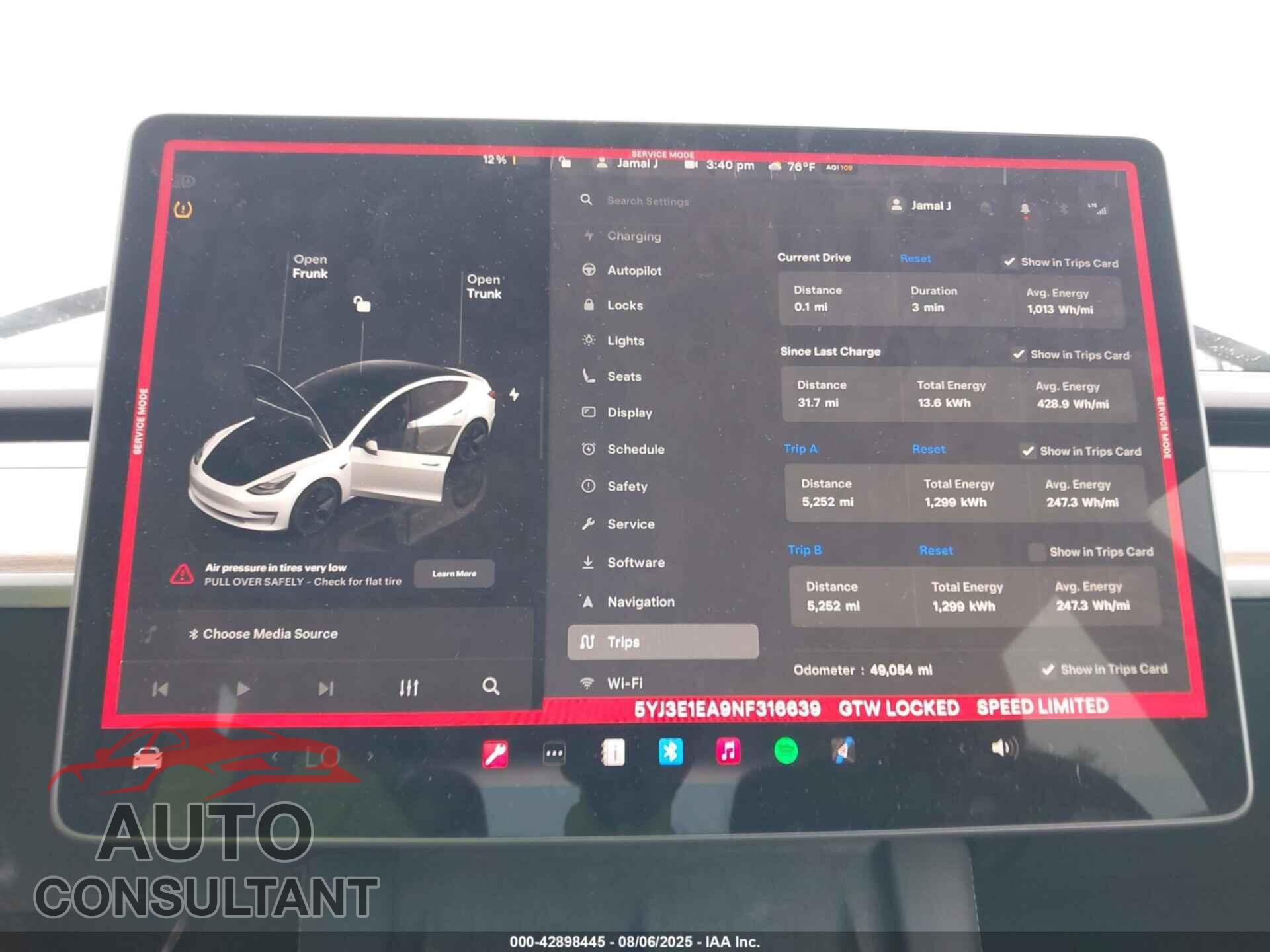 TESLA MODEL 3 2022 - 5YJ3E1EA9NF316639