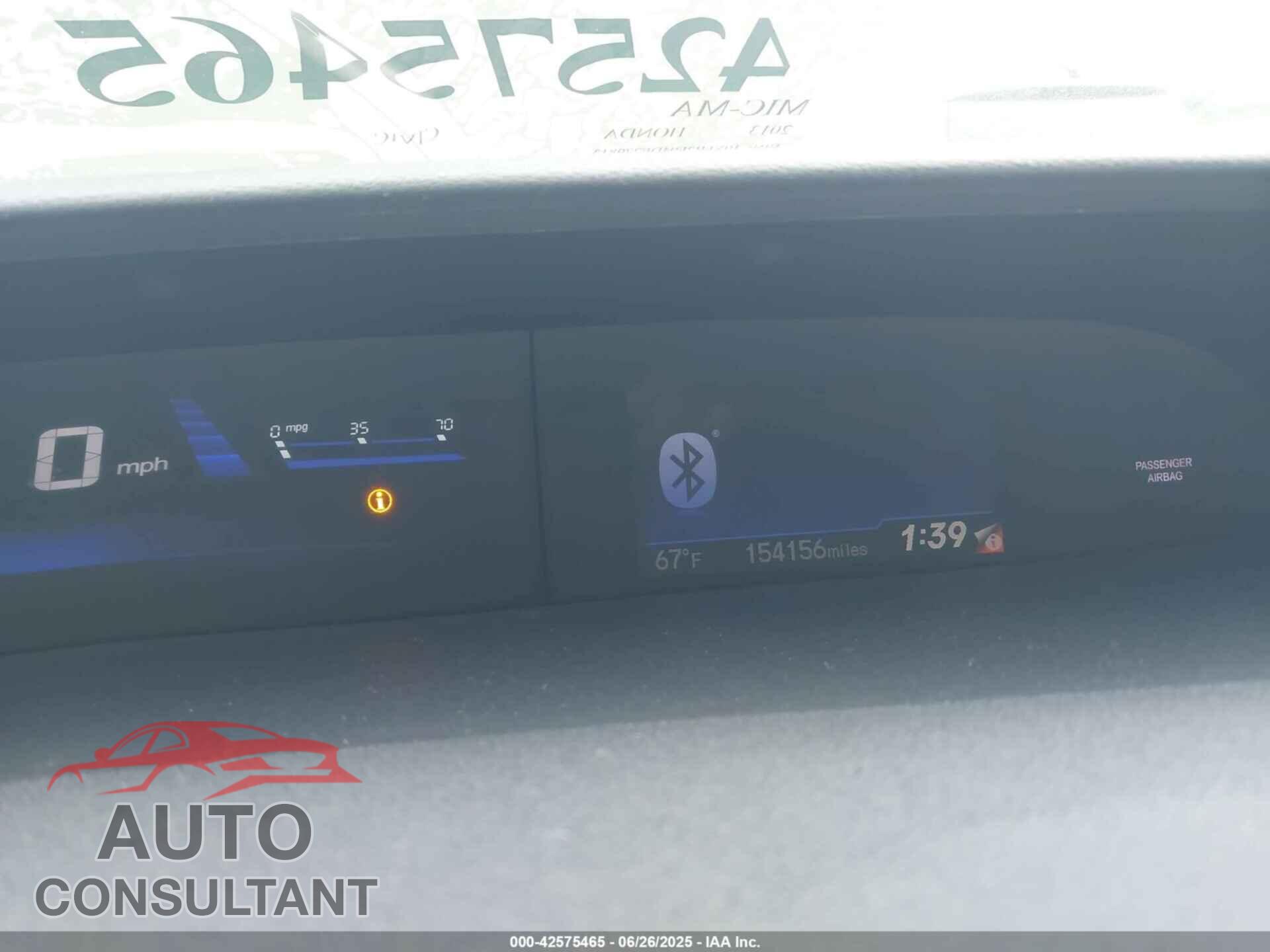 HONDA CIVIC 2013 - 19XFB2F94DE279813