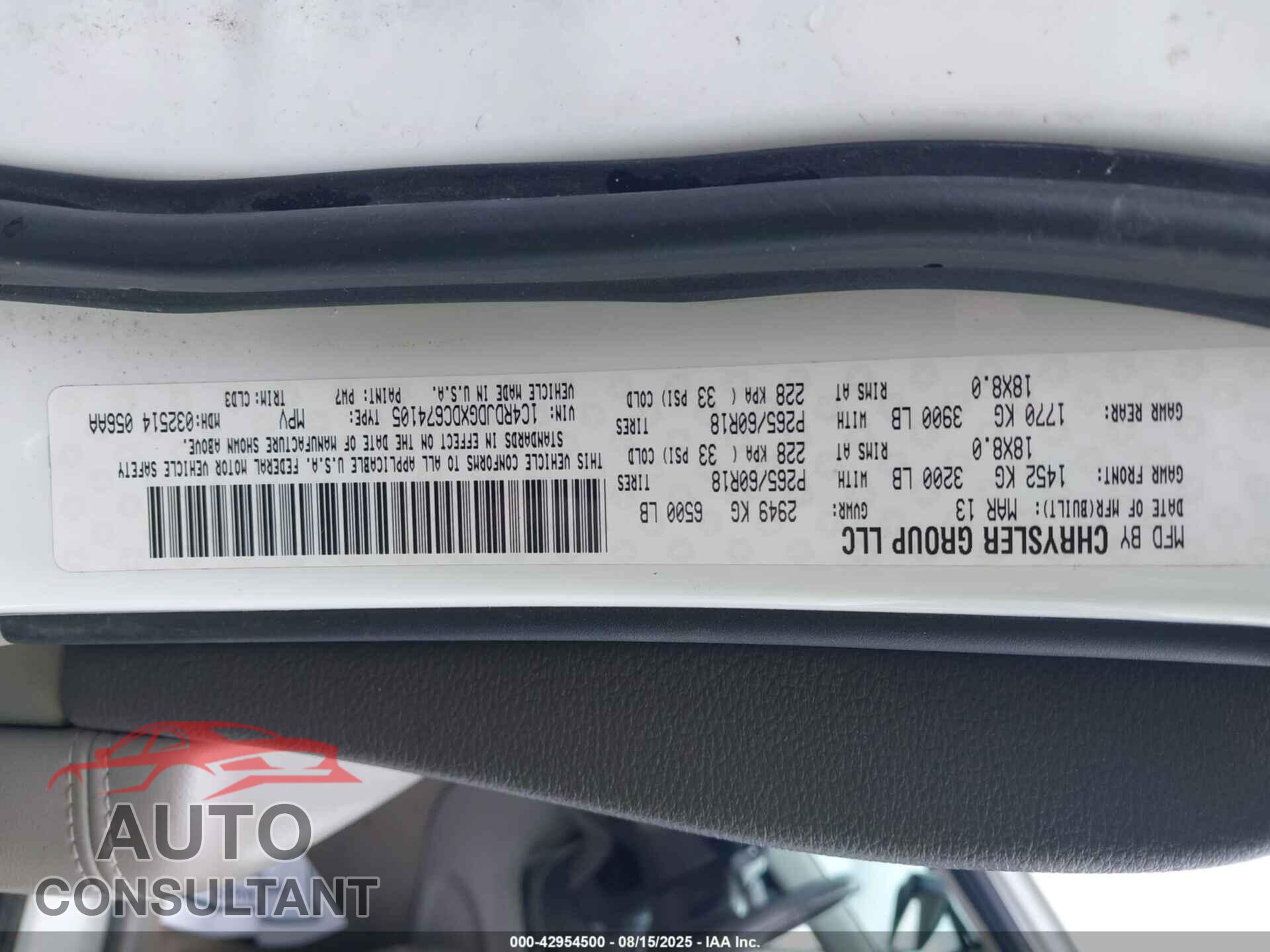 DODGE DURANGO 2013 - 1C4RDJDGXDC674105