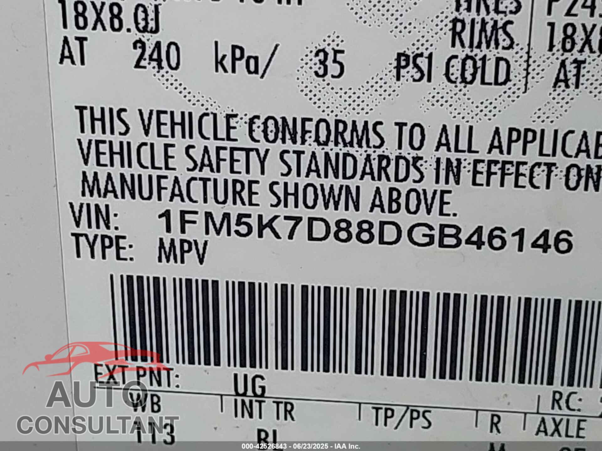 FORD EXPLORER 2013 - 1FM5K7D88DGB46146