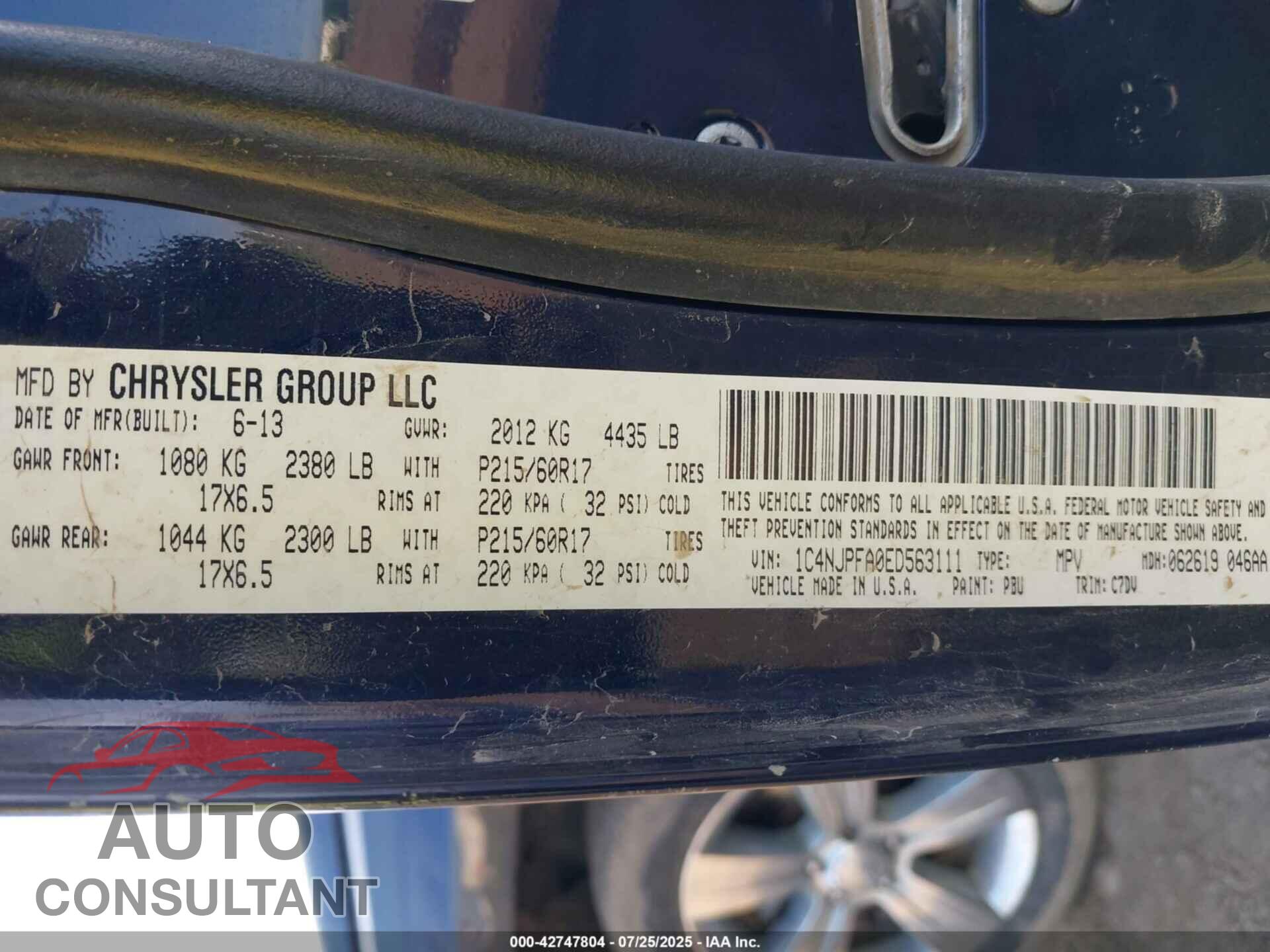 JEEP PATRIOT 2014 - 1C4NJPFA0ED563111