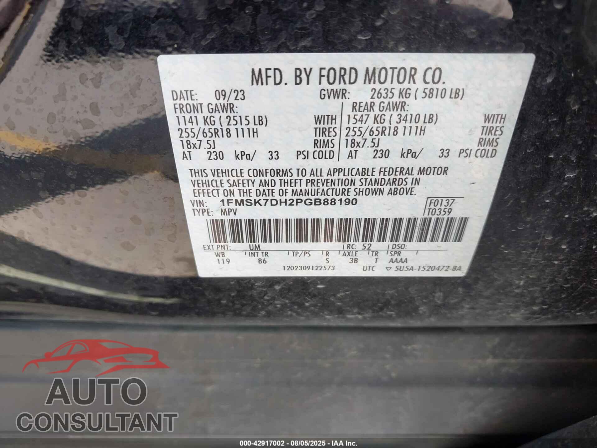FORD EXPLORER 2023 - 1FMSK7DH2PGB88190