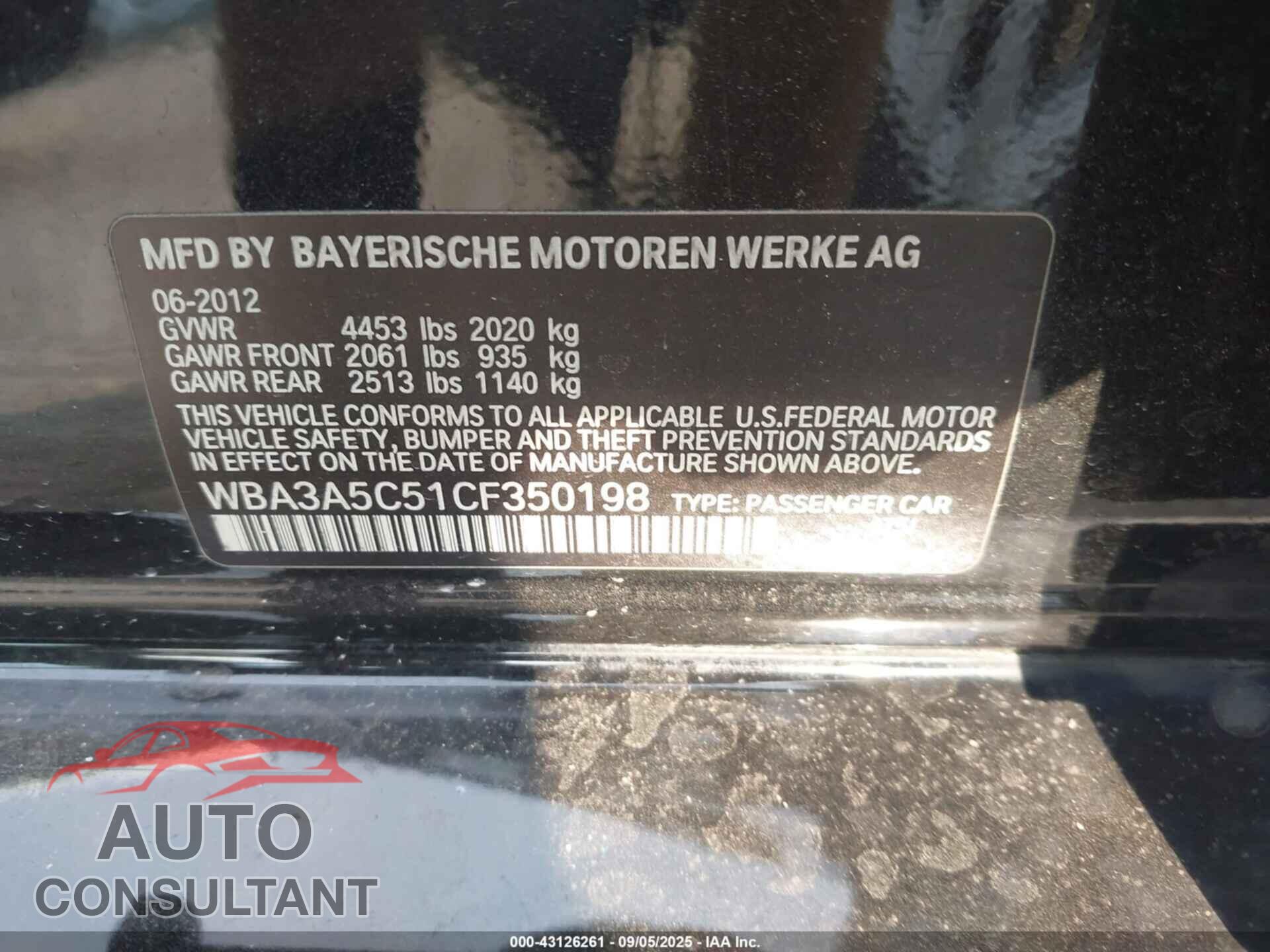 BMW 328I 2012 - WBA3A5C51CF350198