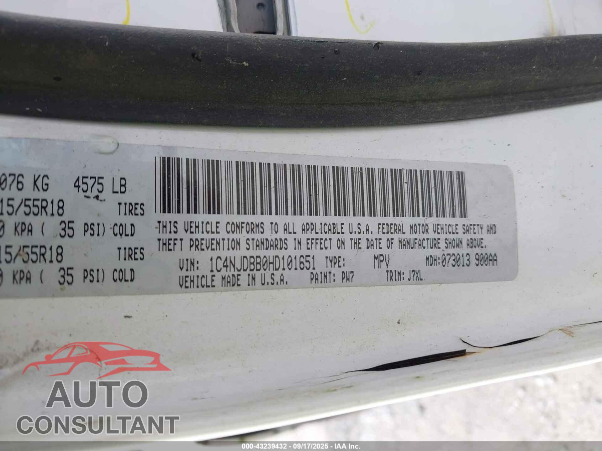 JEEP COMPASS 2015 - 1C4NJDBB6FD423577