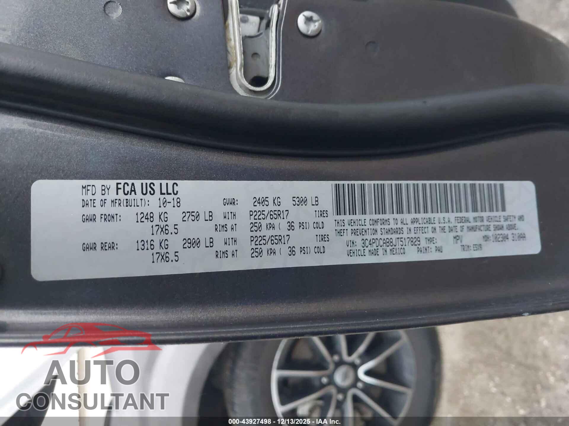 DODGE JOURNEY 2018 - 3C4PDCAB8JT517829