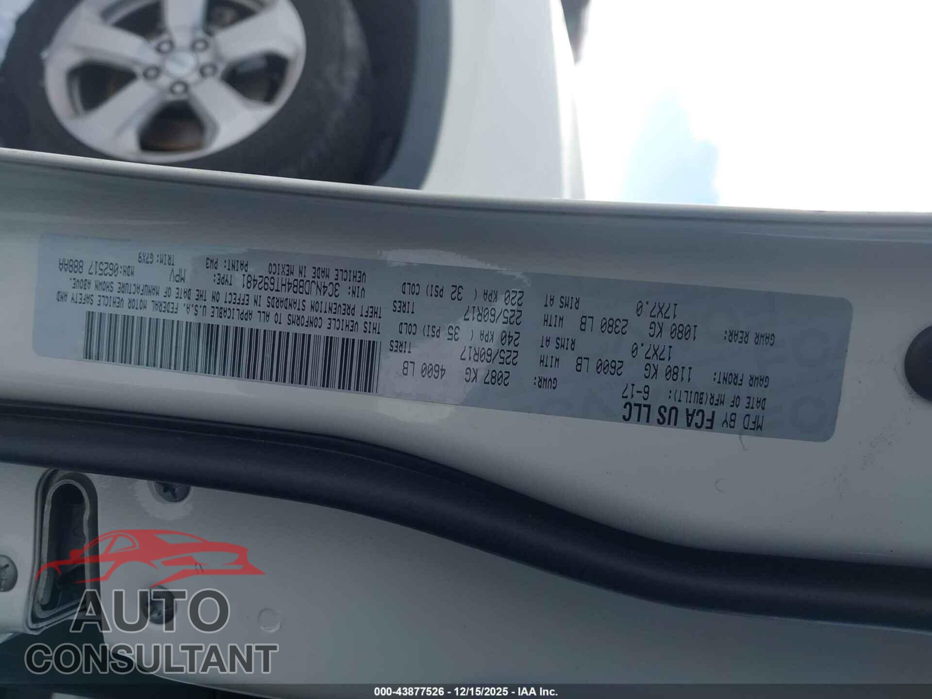 JEEP NEW COMPASS 2017 - 3C4NJDBB4HT692481