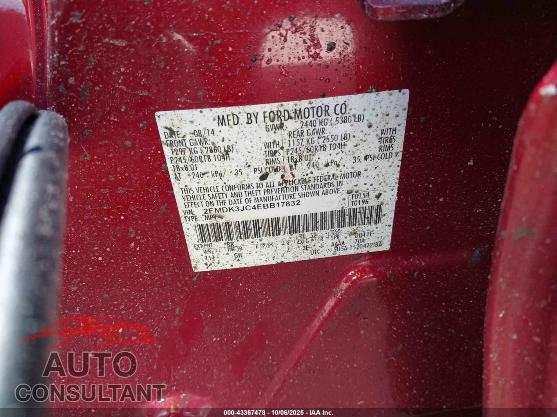 FORD EDGE 2014 - 2FMDK3JC4EBB17832
