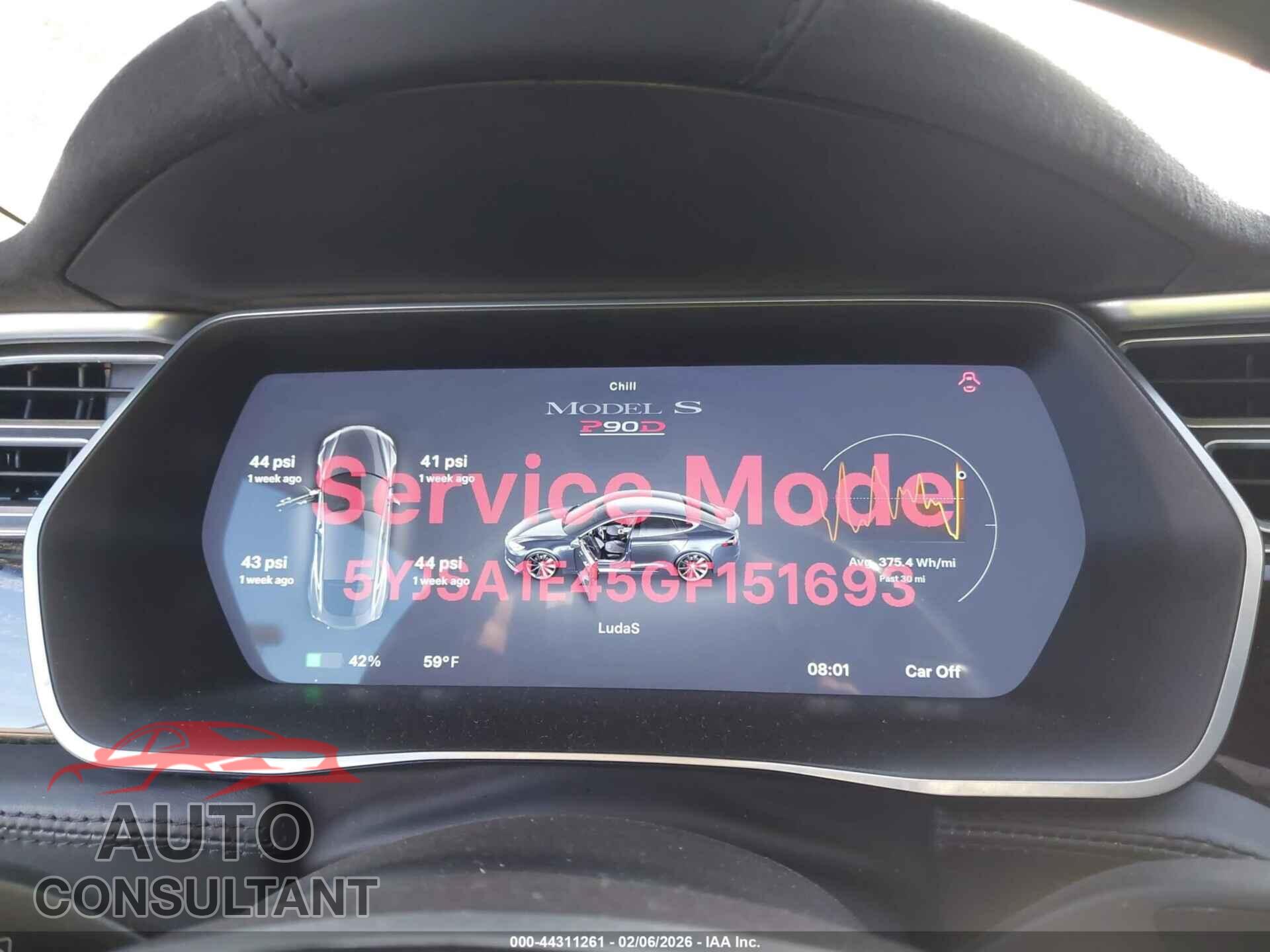 TESLA MODEL S 2016 - 5YJSA1E45GF151693