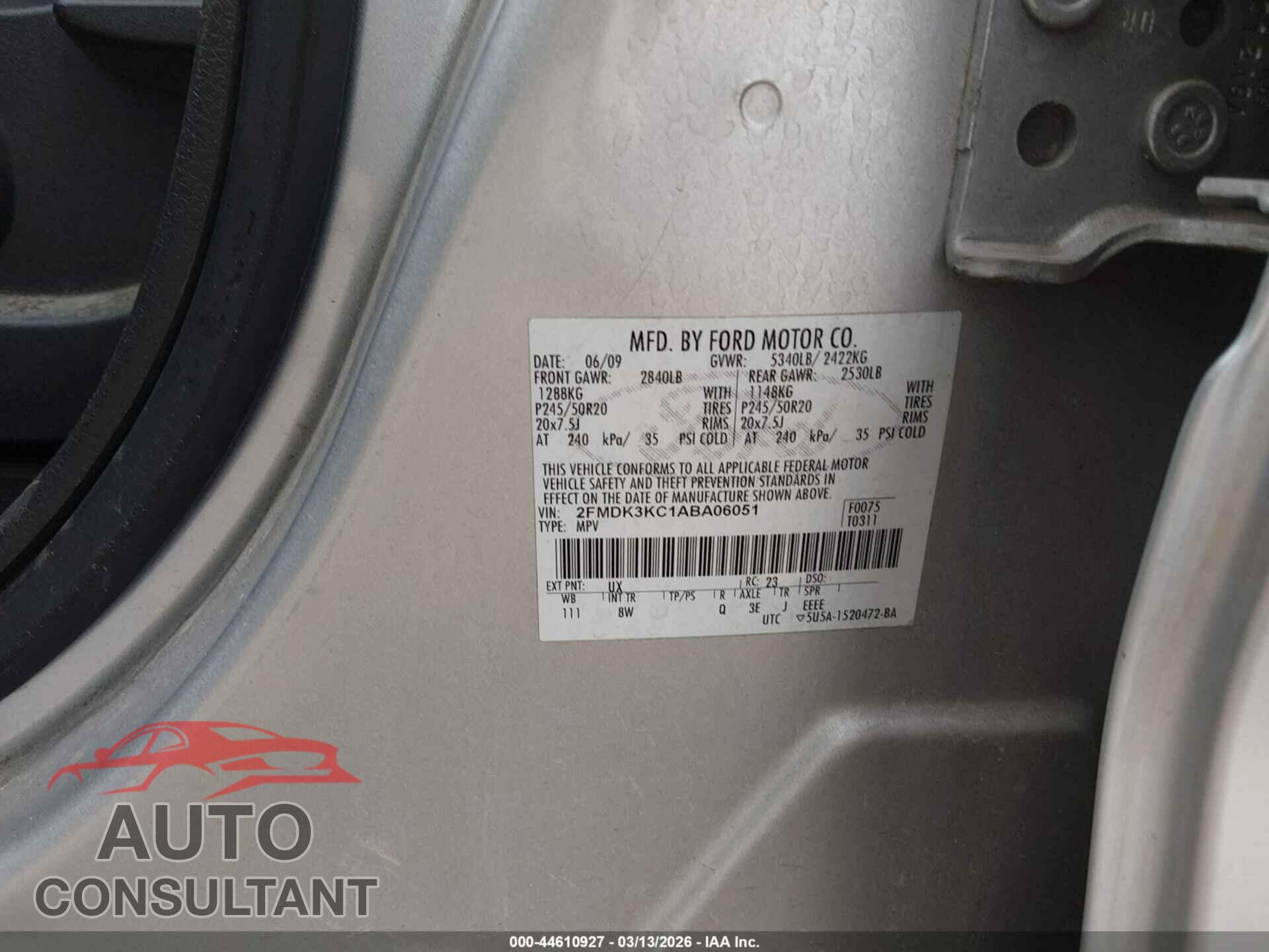 FORD EDGE 2010 - 2FMDK3KC1ABA06051