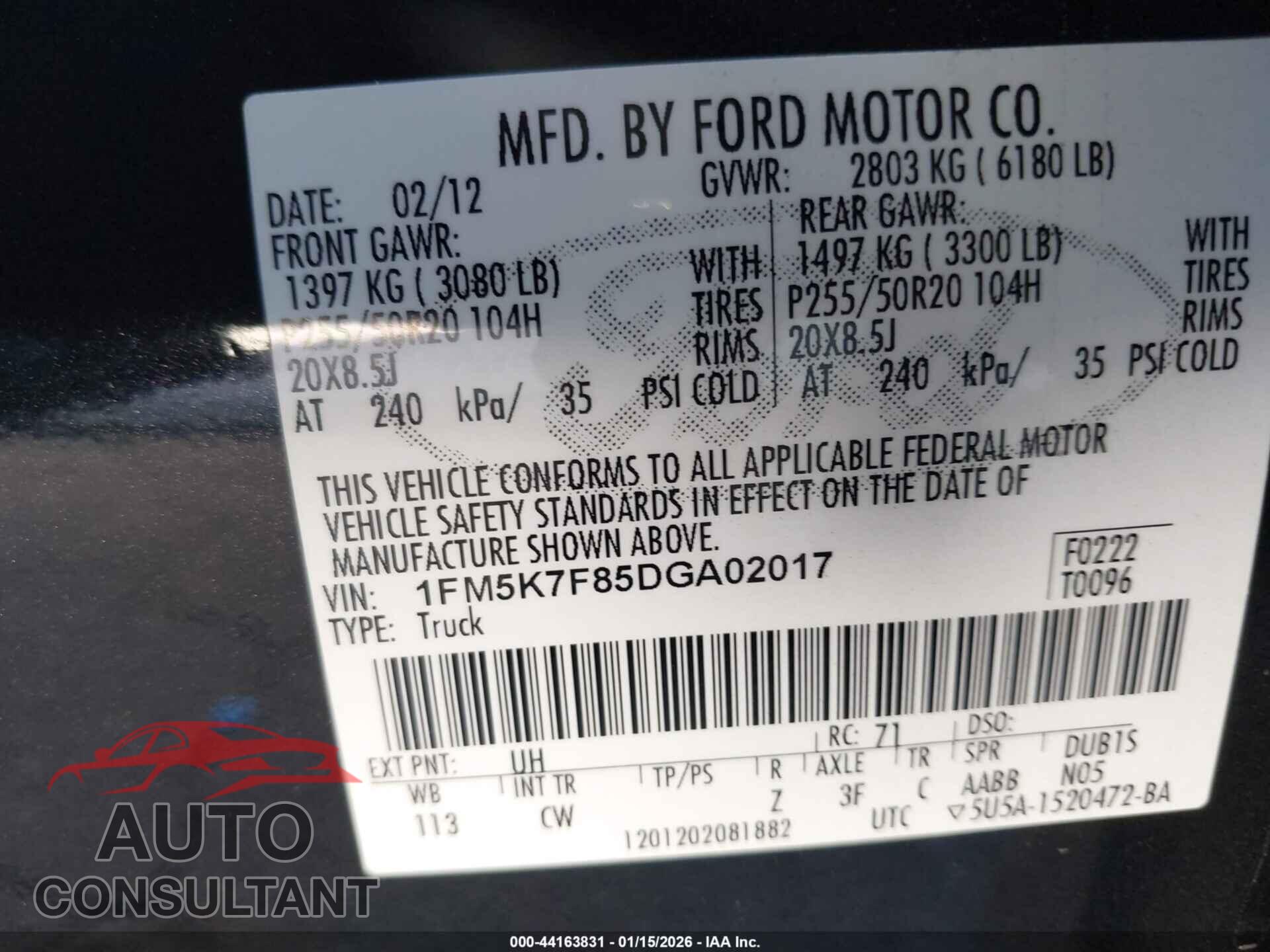 FORD EXPLORER 2013 - 1FM5K7F85DGA02017