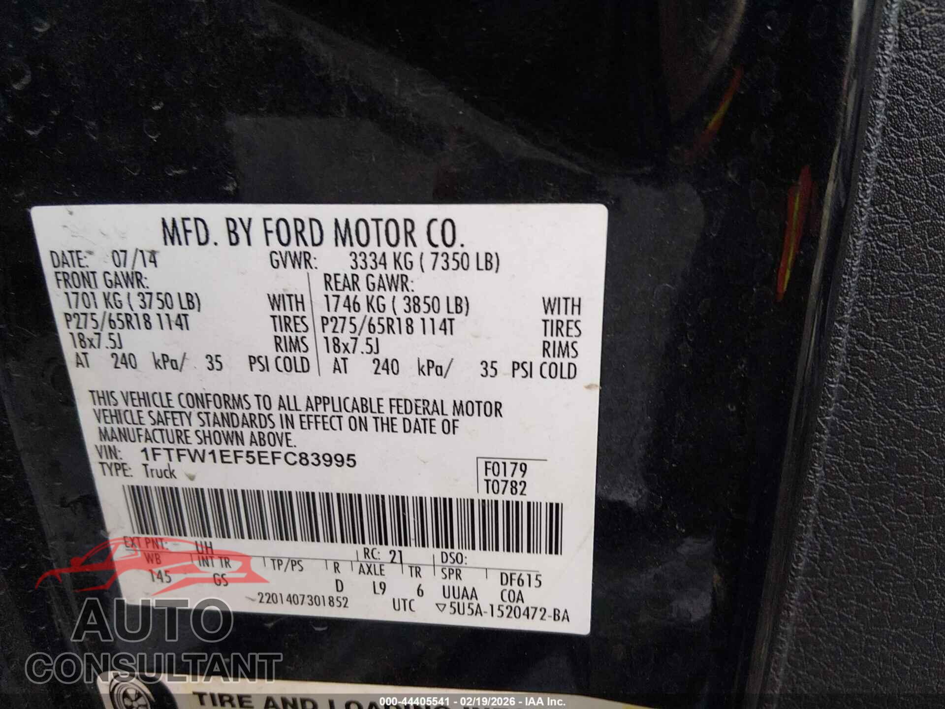 FORD F-150 2014 - 1FTFW1EF5EFC83995