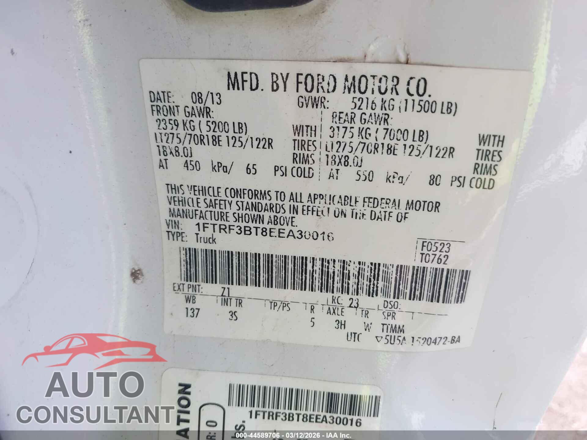 FORD F-350 2014 - 1FTRF3BT8EEA30016