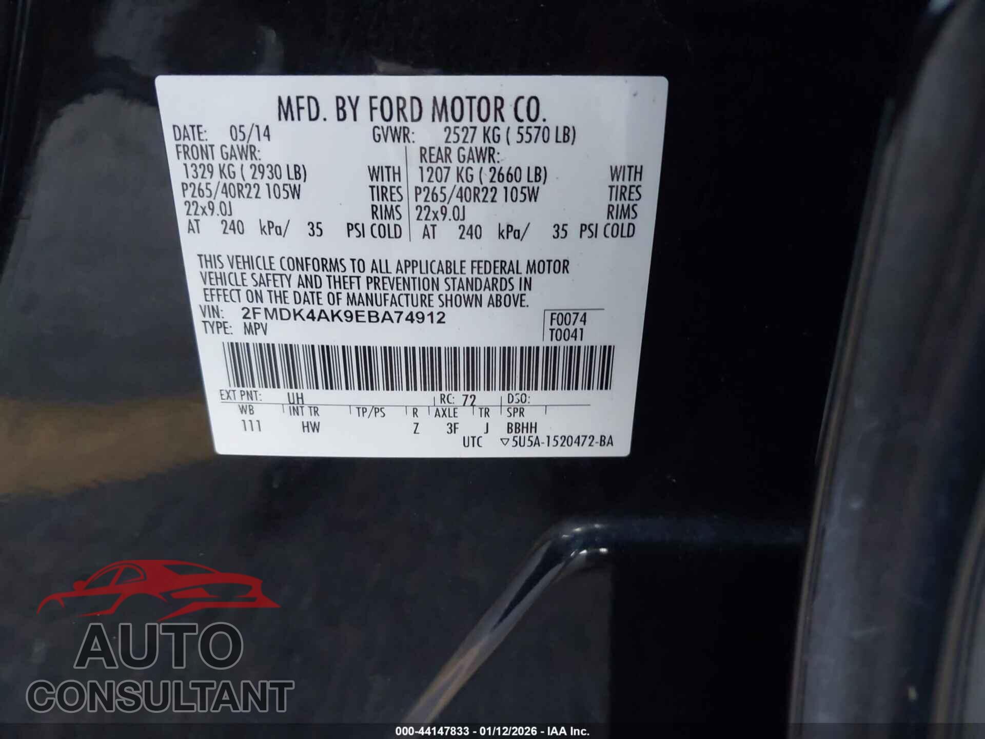 FORD EDGE 2014 - 2FMDK4AK9EBA74912