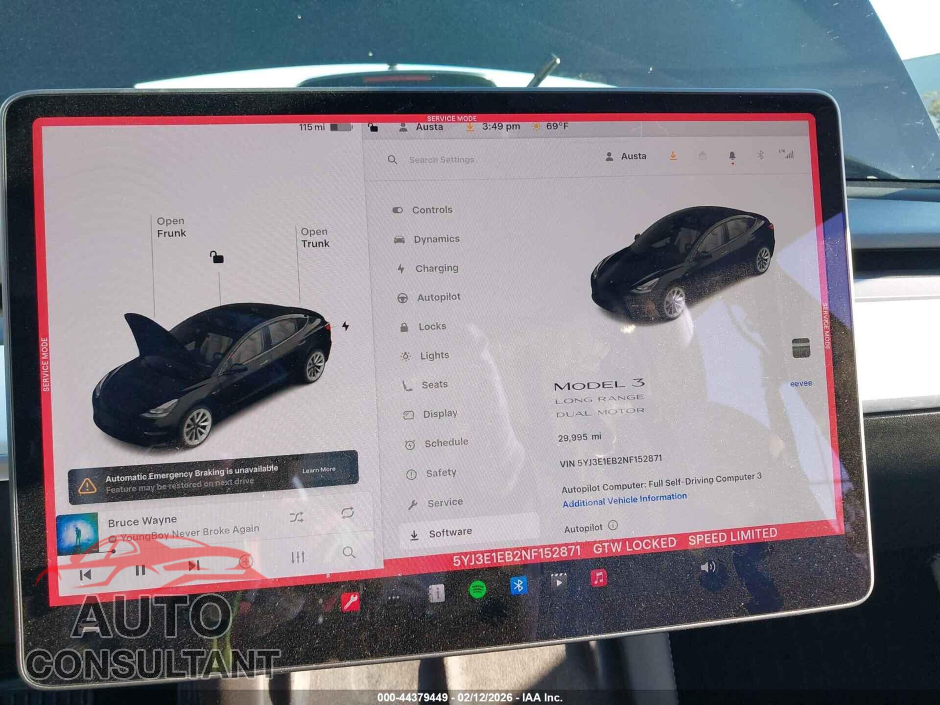 TESLA MODEL 3 2022 - 5YJ3E1EB2NF152871