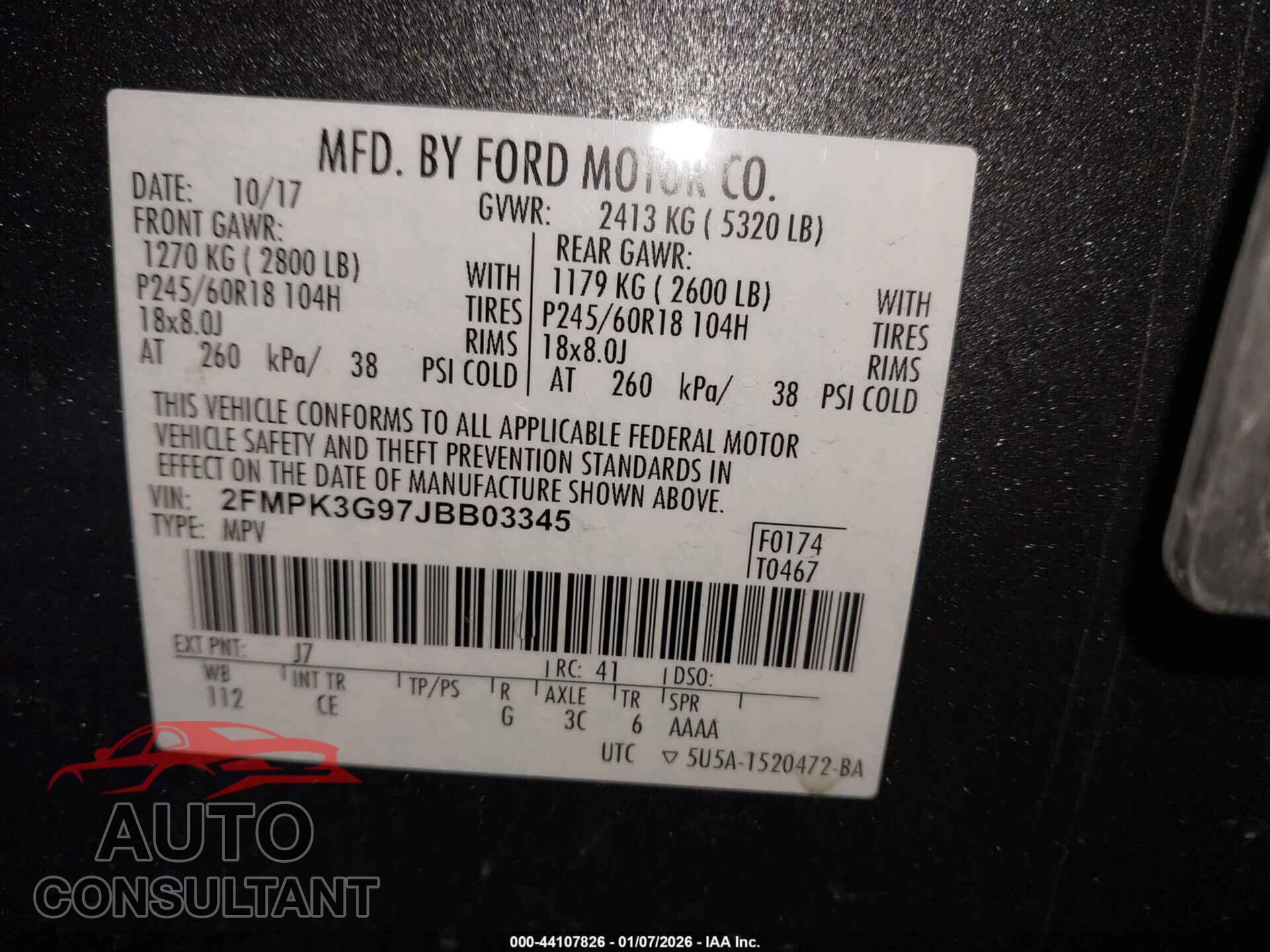 FORD EDGE 2018 - 2FMPK3G97JBB03345