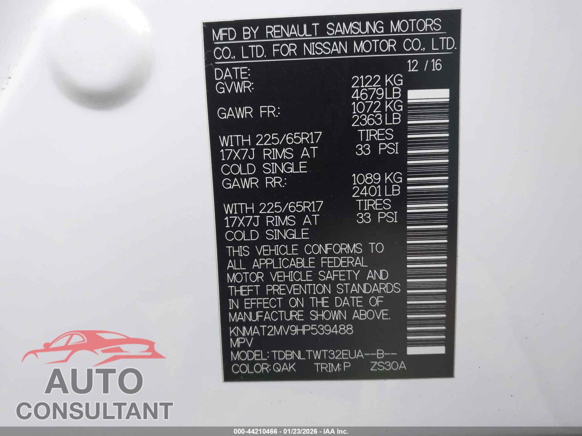 NISSAN ROGUE 2017 - KNMAT2MV9HP539488
