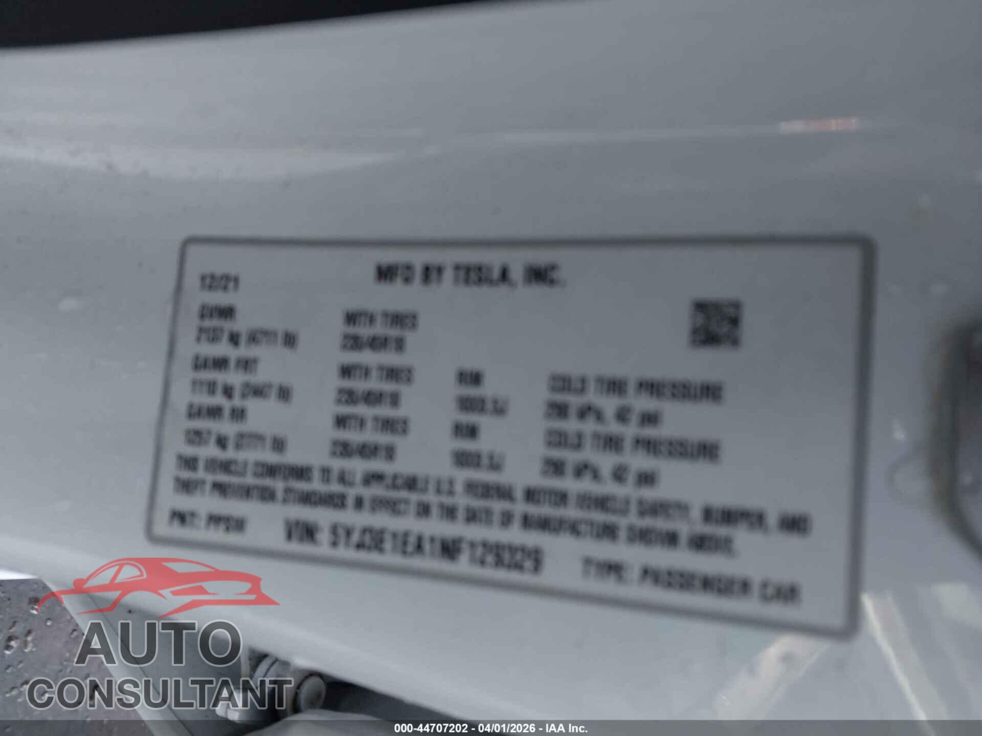 TESLA MODEL 3 2022 - 5YJ3E1EA1NF129329