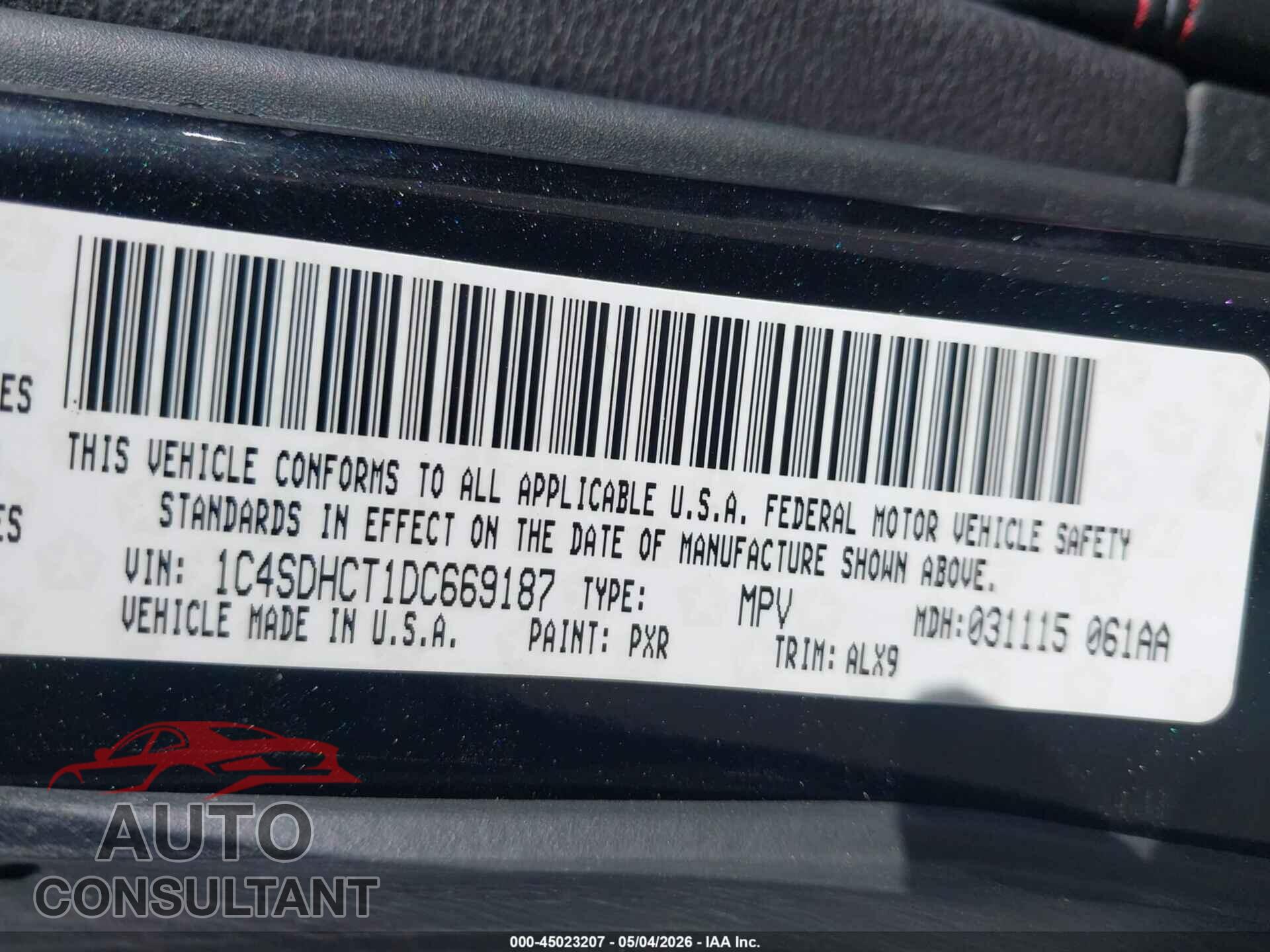 DODGE DURANGO 2013 - 1C4SDHCT1DC669187