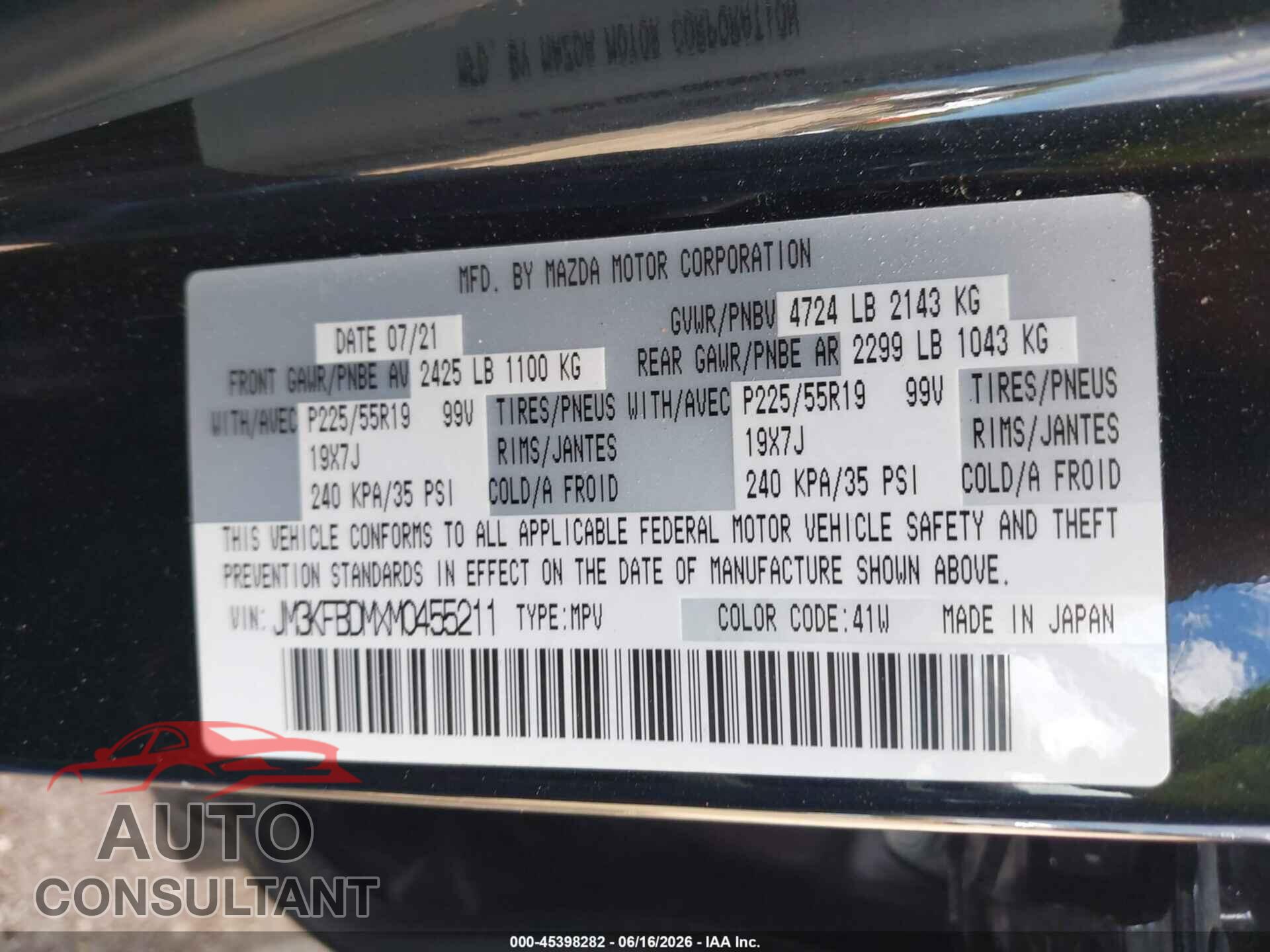 MAZDA CX-5 2021 - JM3KFBDMXM0455211