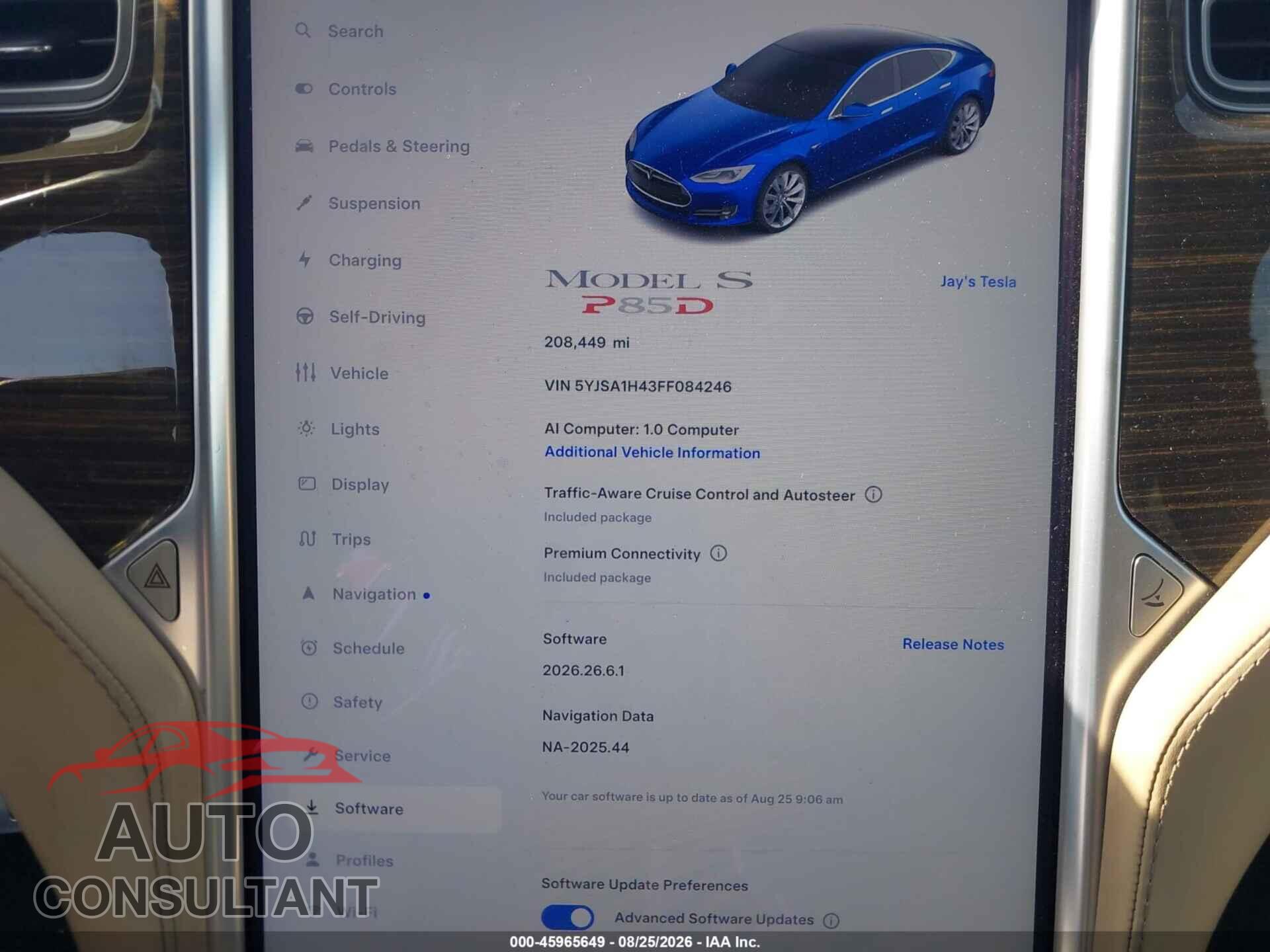 TESLA MODEL S 2015 - 5YJSA1H43FF084246