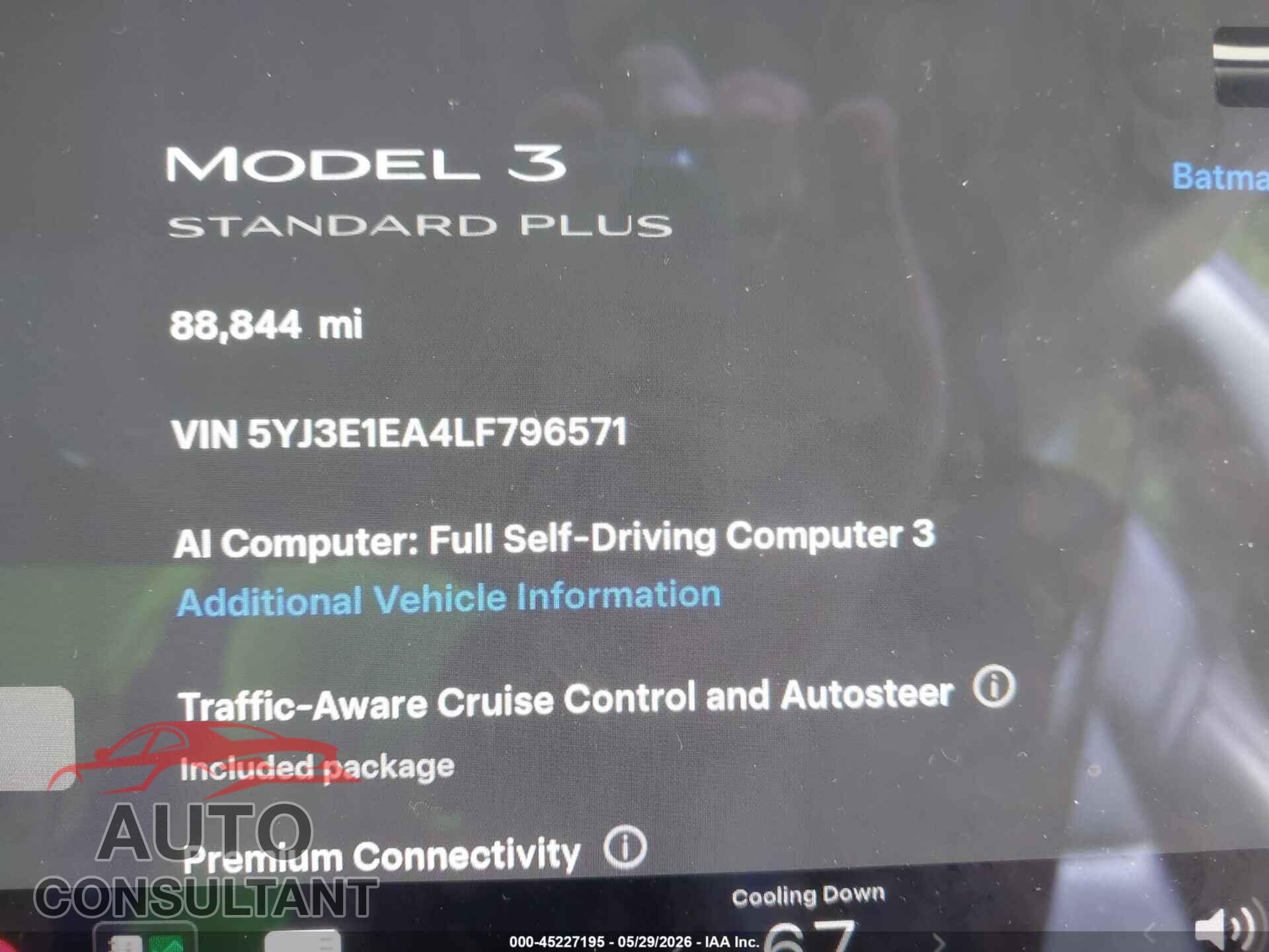TESLA MODEL 3 2020 - 5YJ3E1EA4LF796571