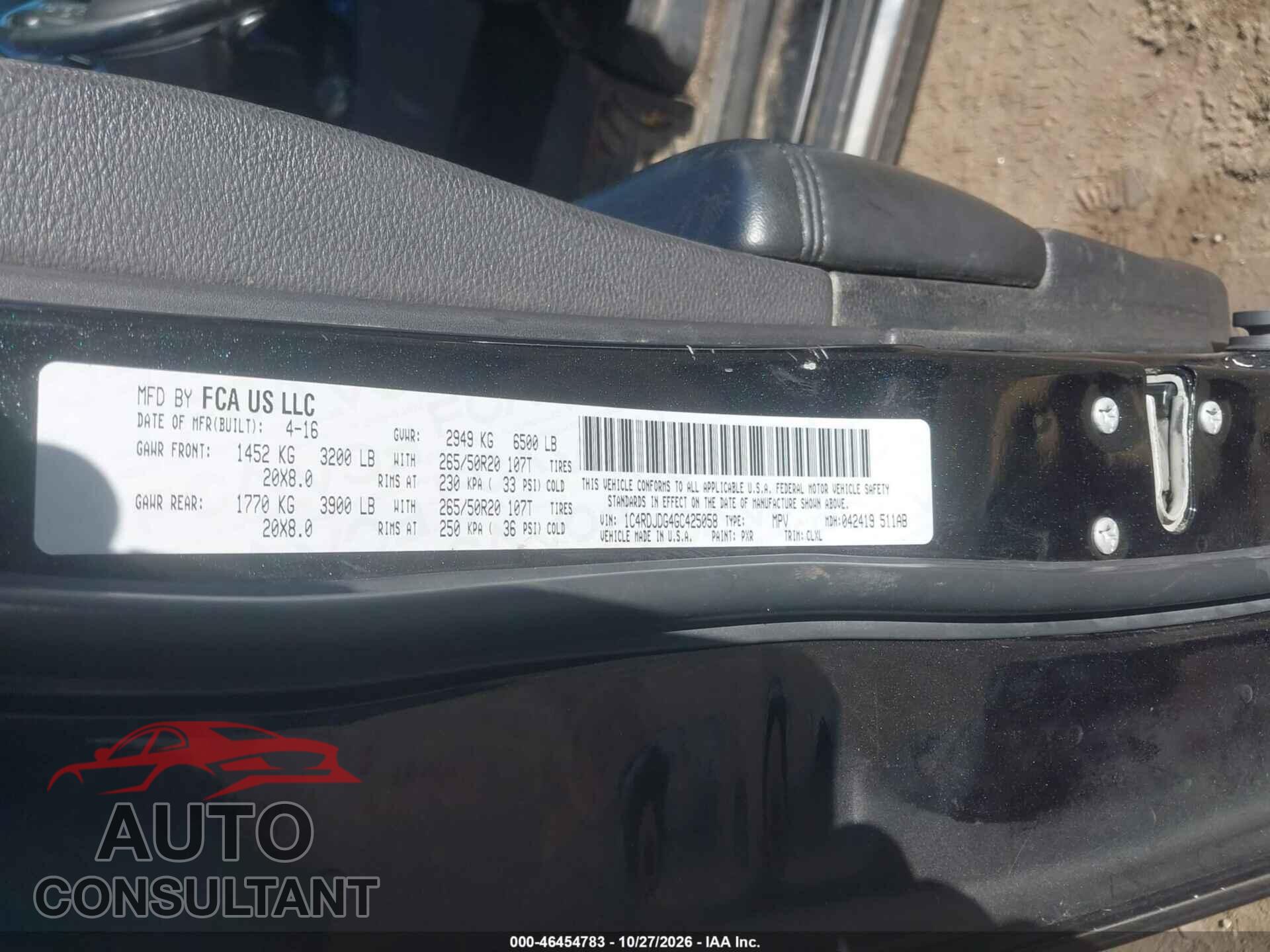 DODGE DURANGO 2015 - 1C4RDJDG3FC740660