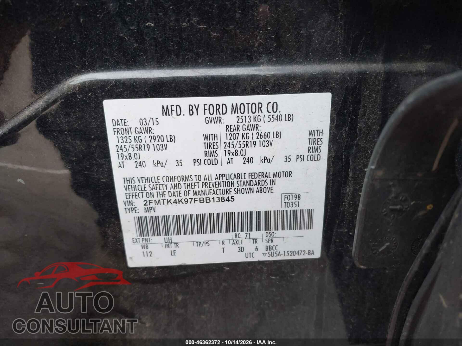 FORD EDGE 2015 - 2FMTK4K97FBB13845