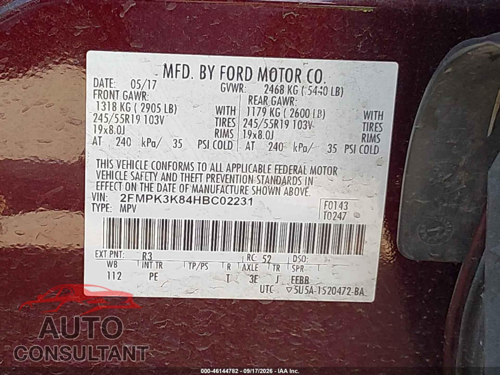 FORD EDGE 2017 - 2FMPK3K84HBC02231