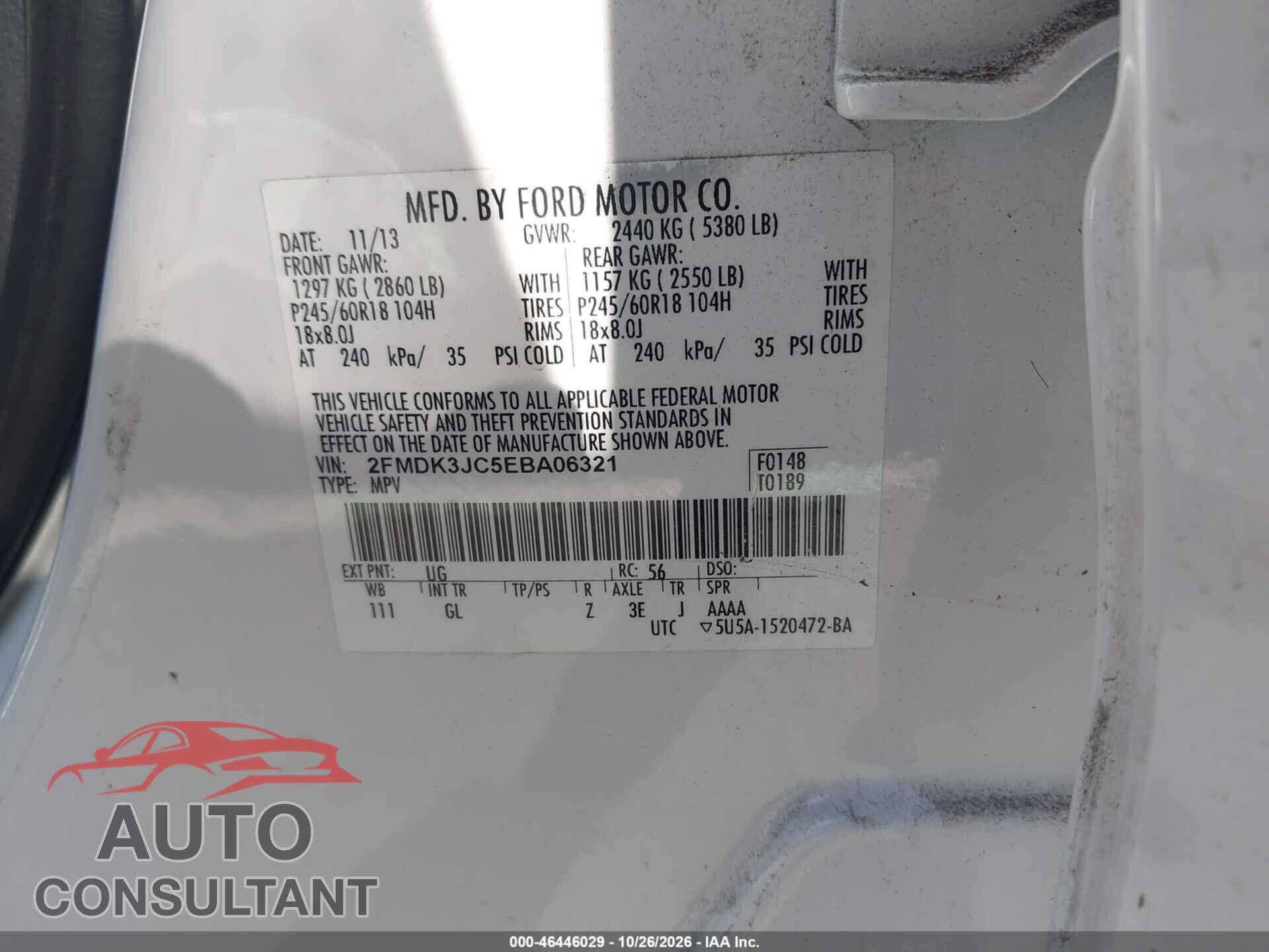 FORD EDGE 2014 - 2FMDK3JC5EBA06321