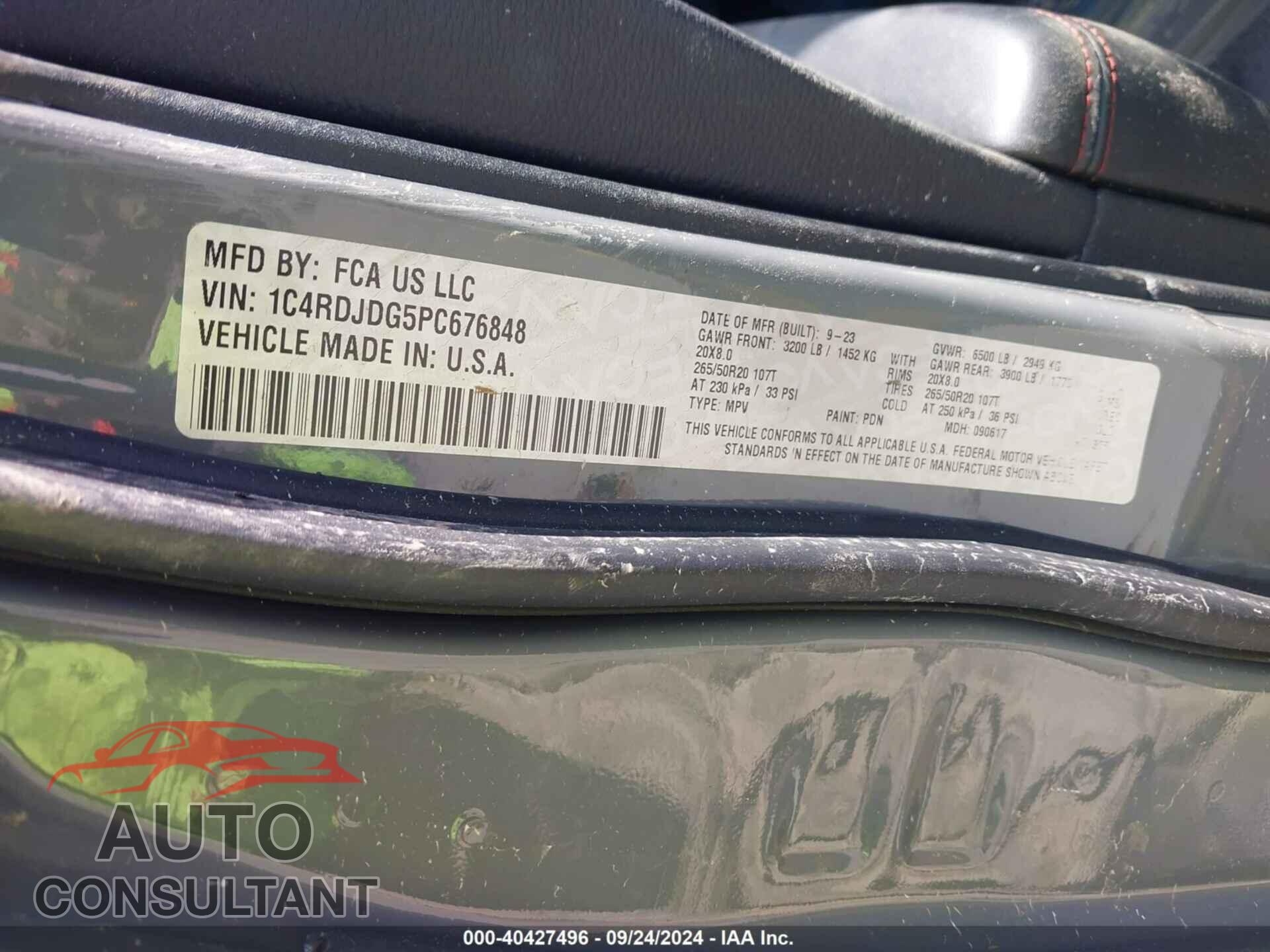 DODGE DURANGO 2023 - 1C4RDJDG5PC676848
