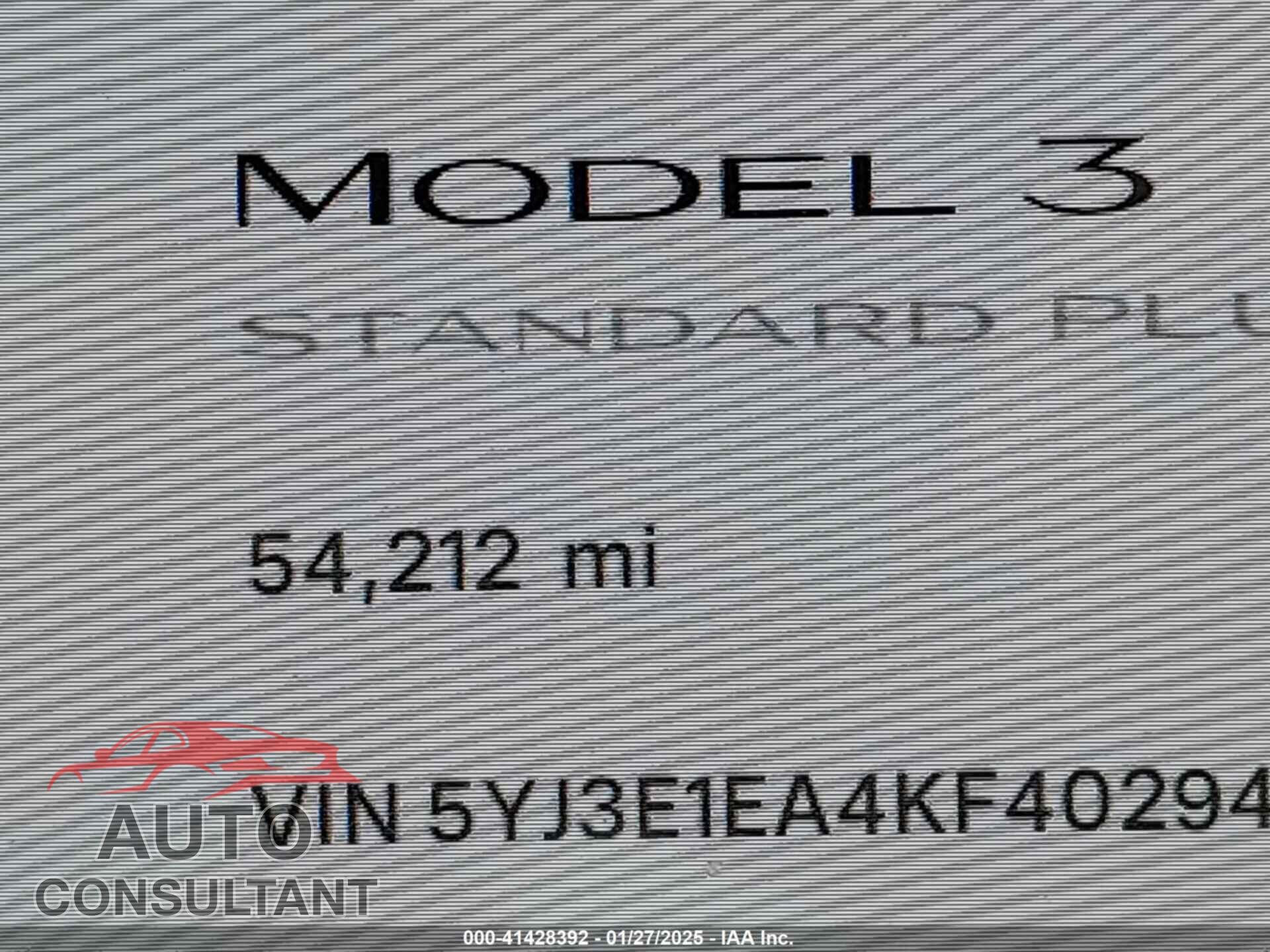 TESLA MODEL 3 2019 - 5YJ3E1EA4KF402940