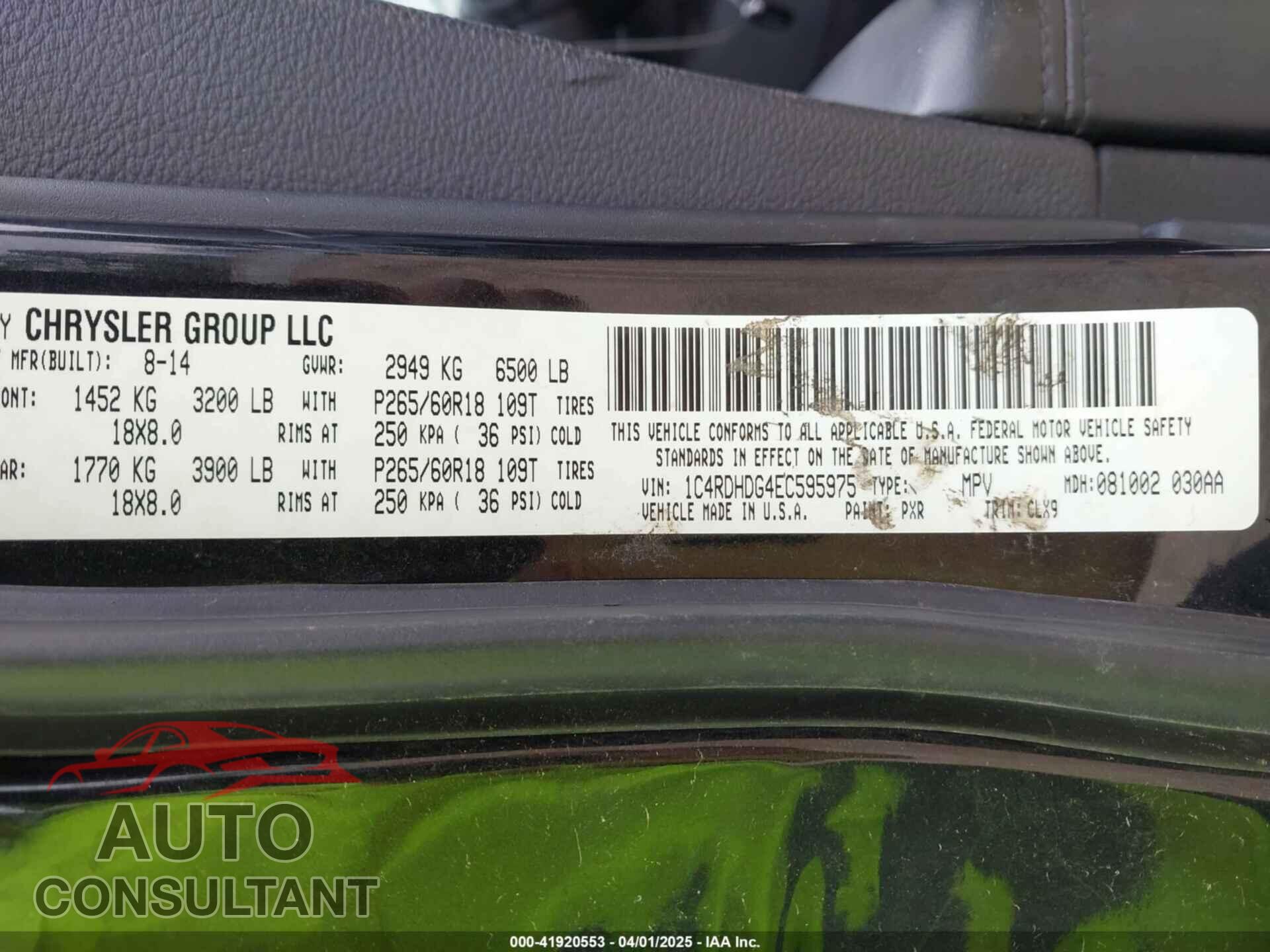 DODGE DURANGO 2014 - 1C4RDHDG4EC595975