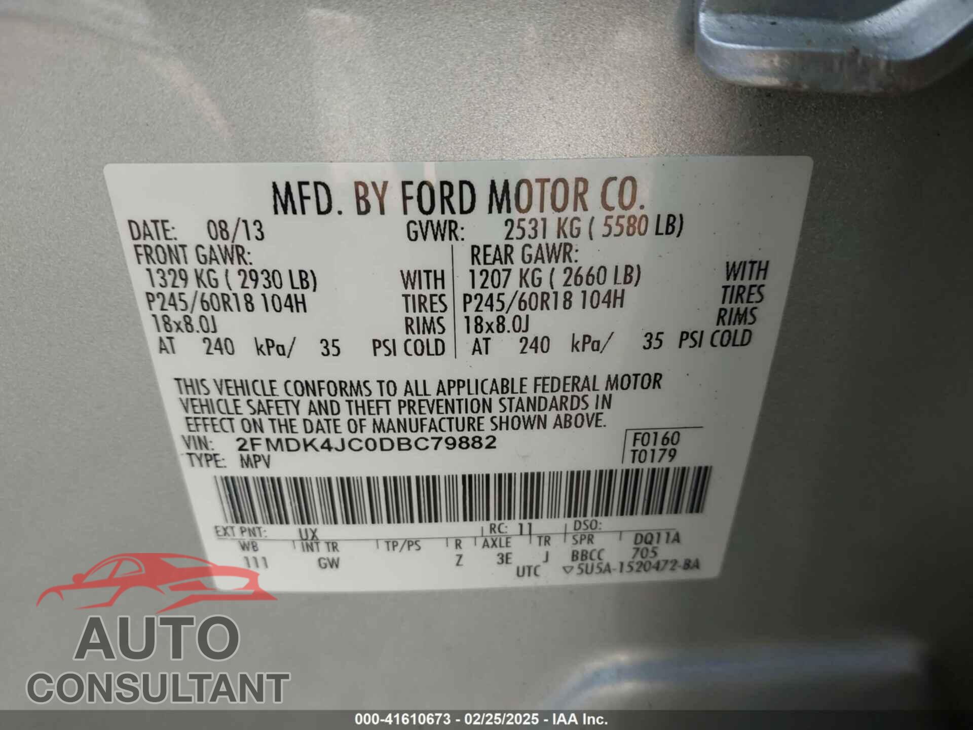 FORD EDGE 2013 - 2FMDK4JC0DBC79882