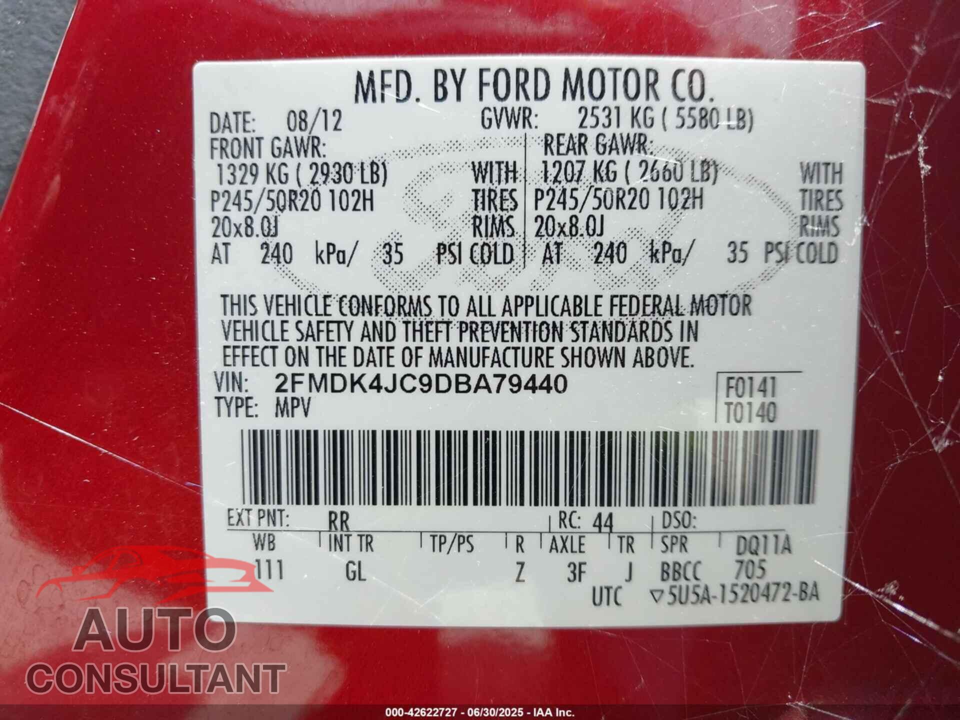 FORD EDGE 2013 - 2FMDK4JC9DBA79440