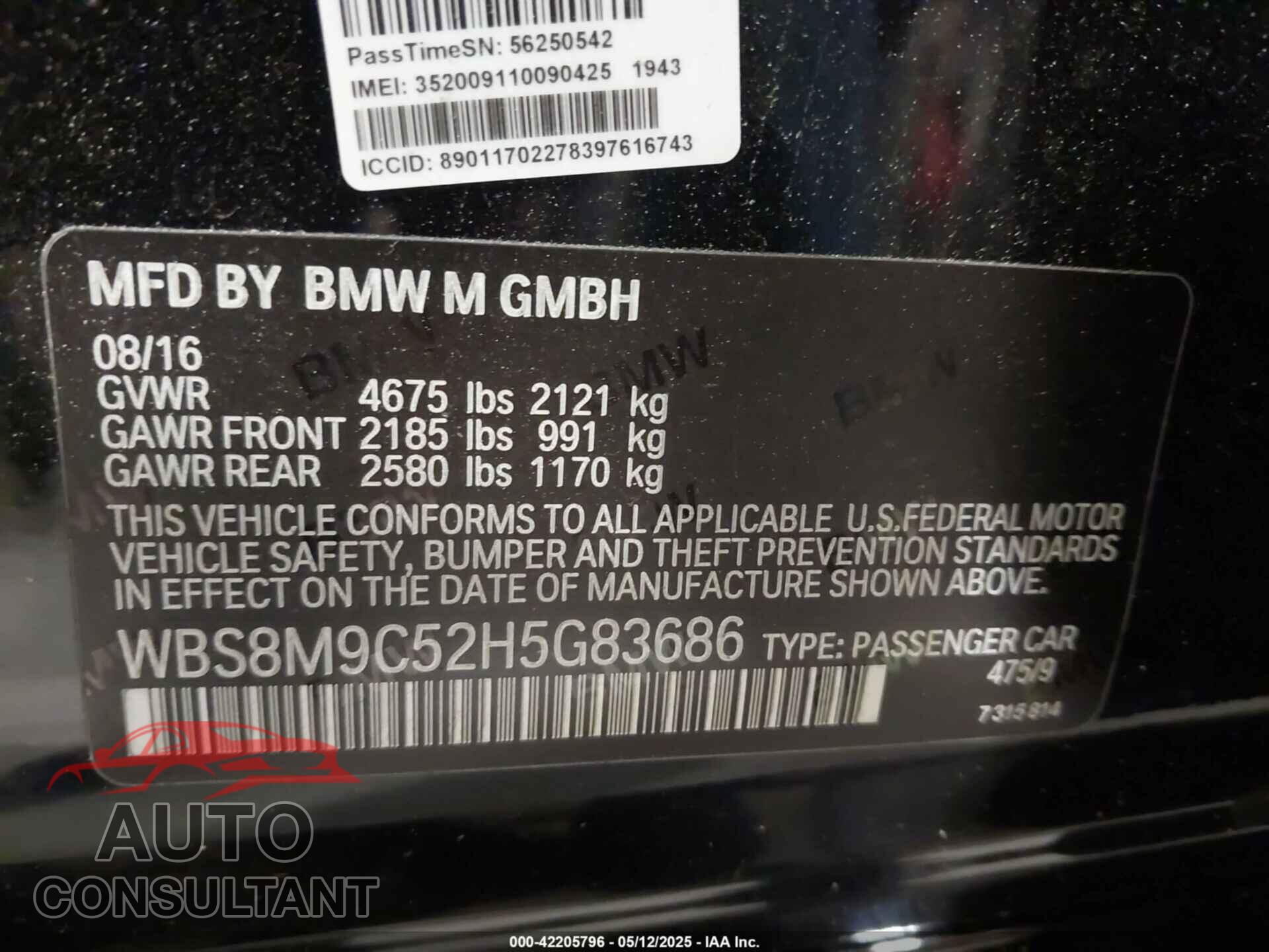 BMW M3 2017 - WBS8M9C52H5G83686