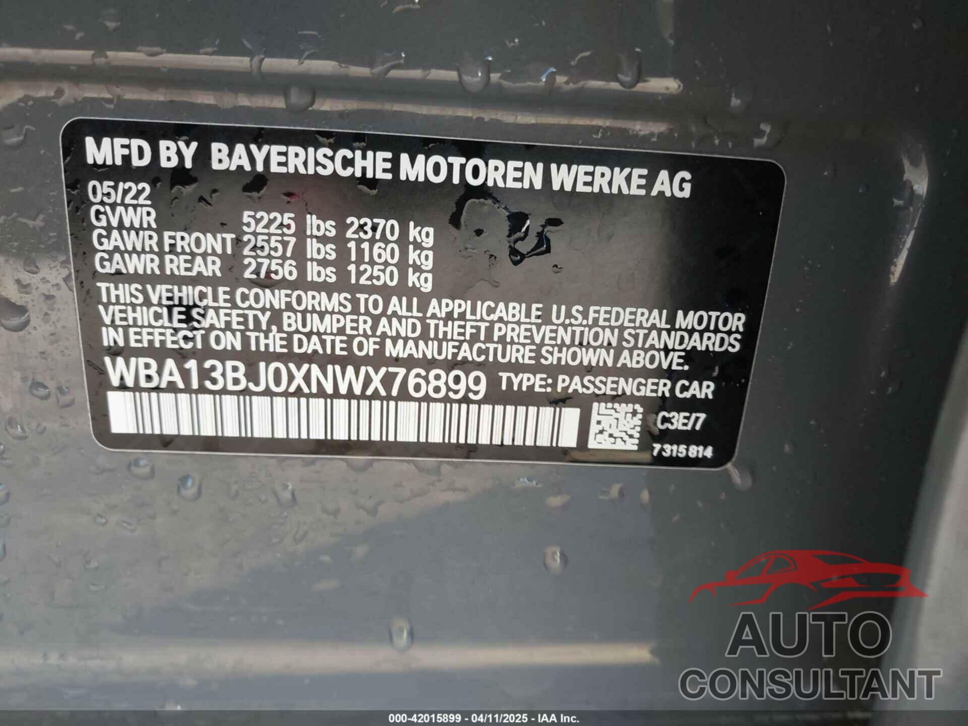 BMW 530 2022 - WBA13BJ0XNWX76899