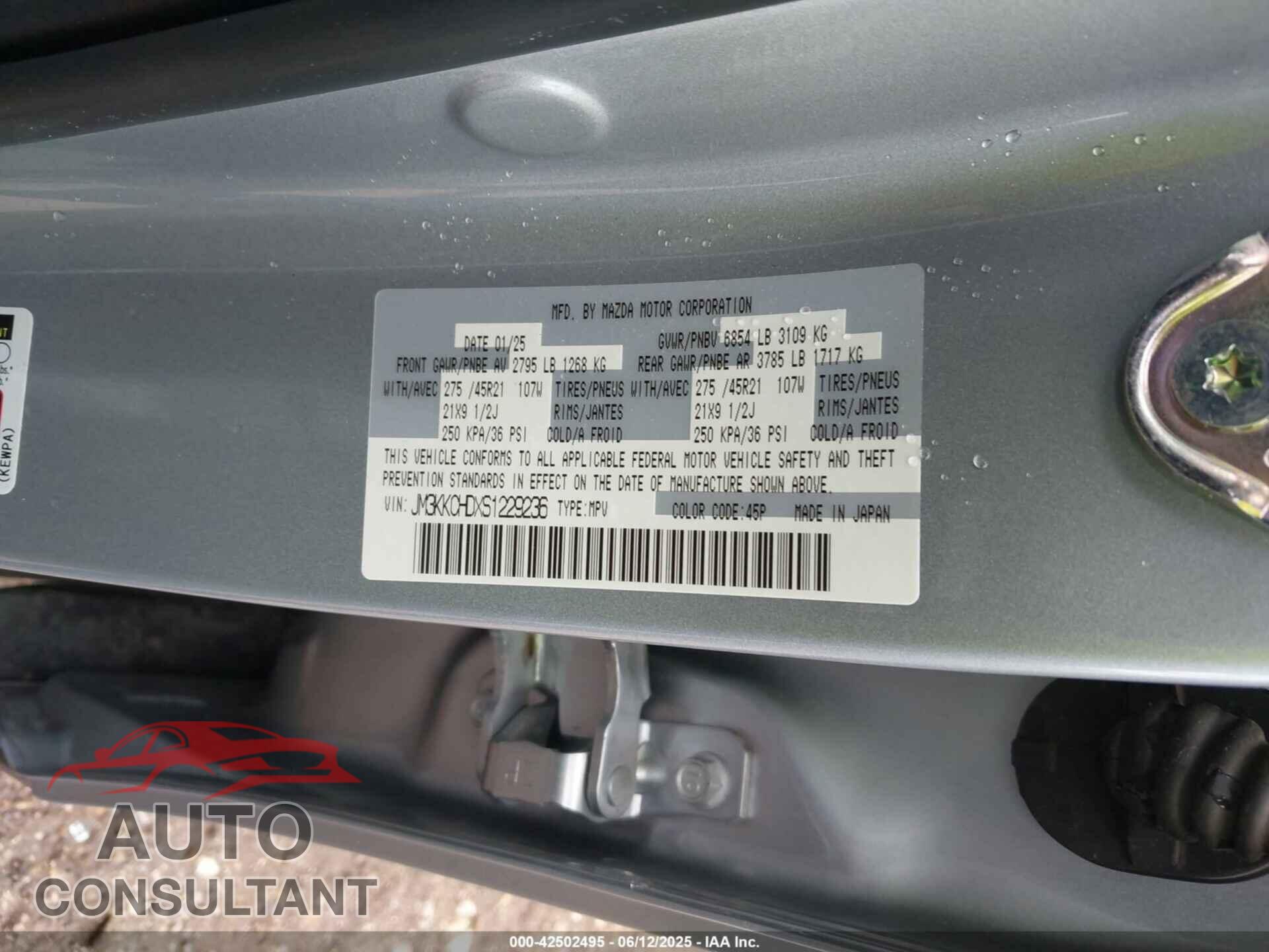 MAZDA CX-90 2025 - JM3KKCHDXS1229236