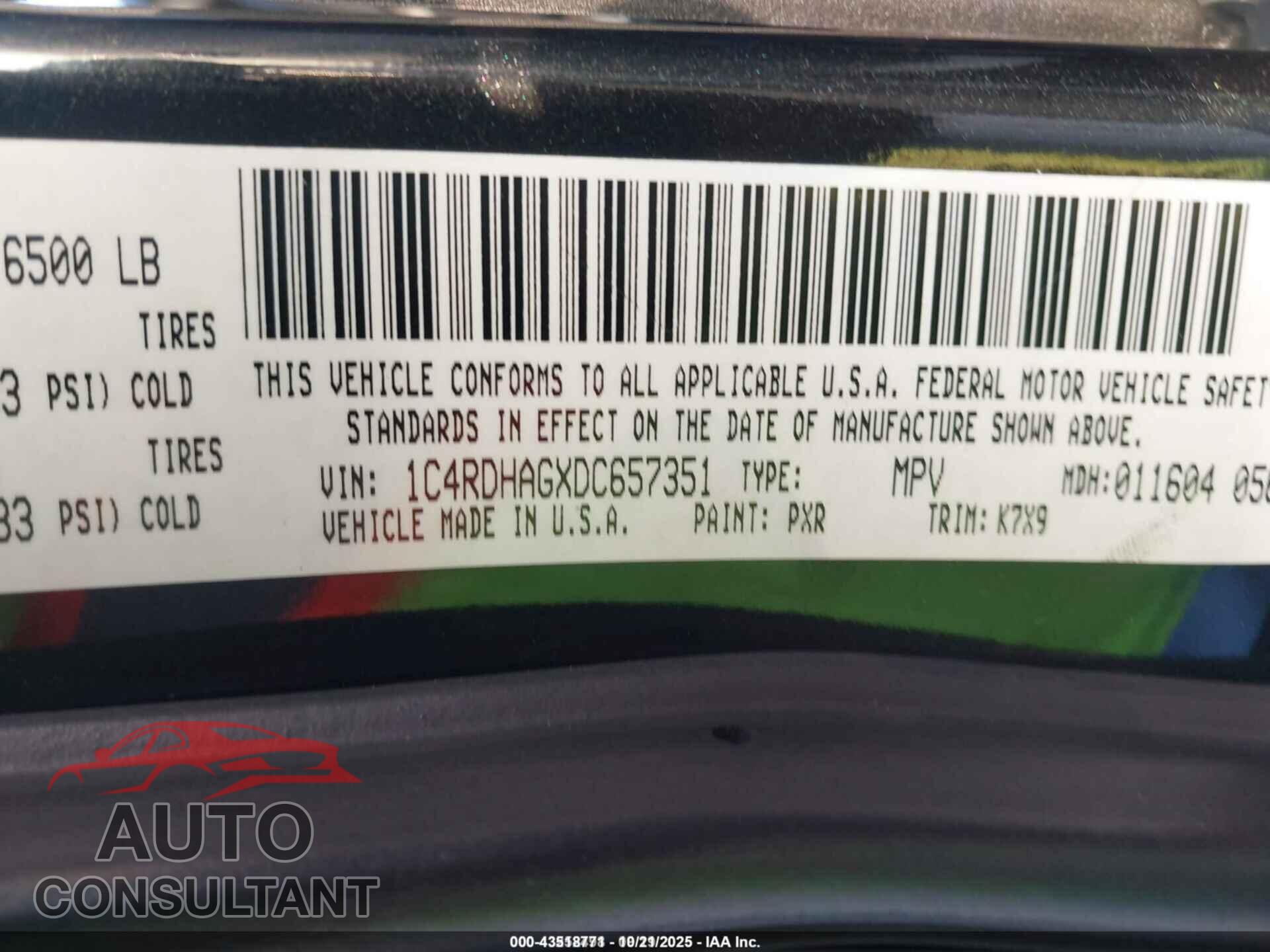 DODGE DURANGO 2013 - 1C4RDHAGXDC657351