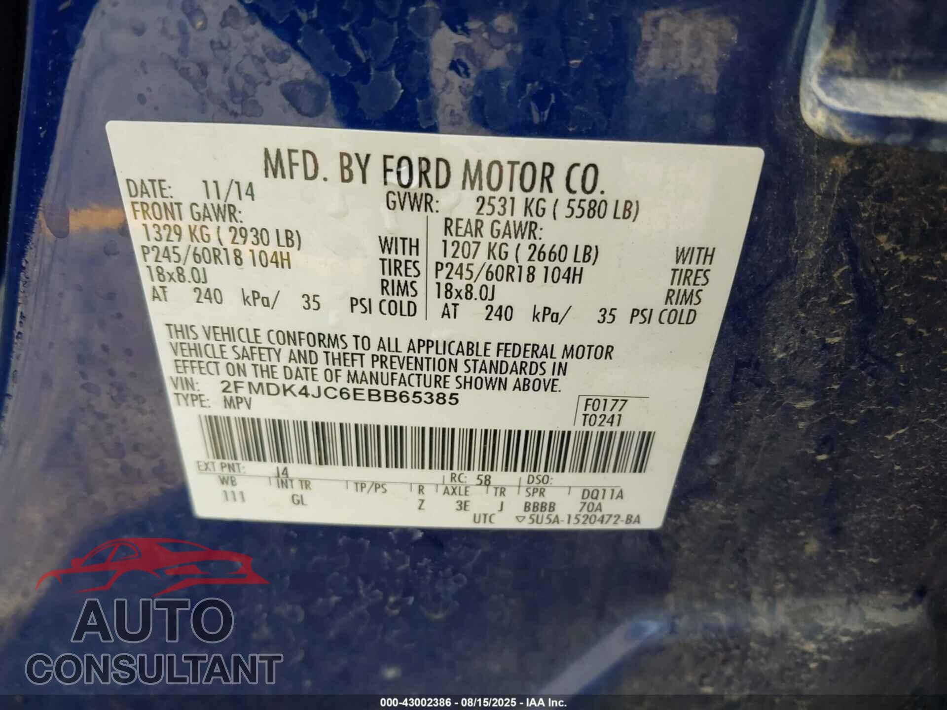 FORD EDGE 2014 - 2FMDK4JC6EBB65385