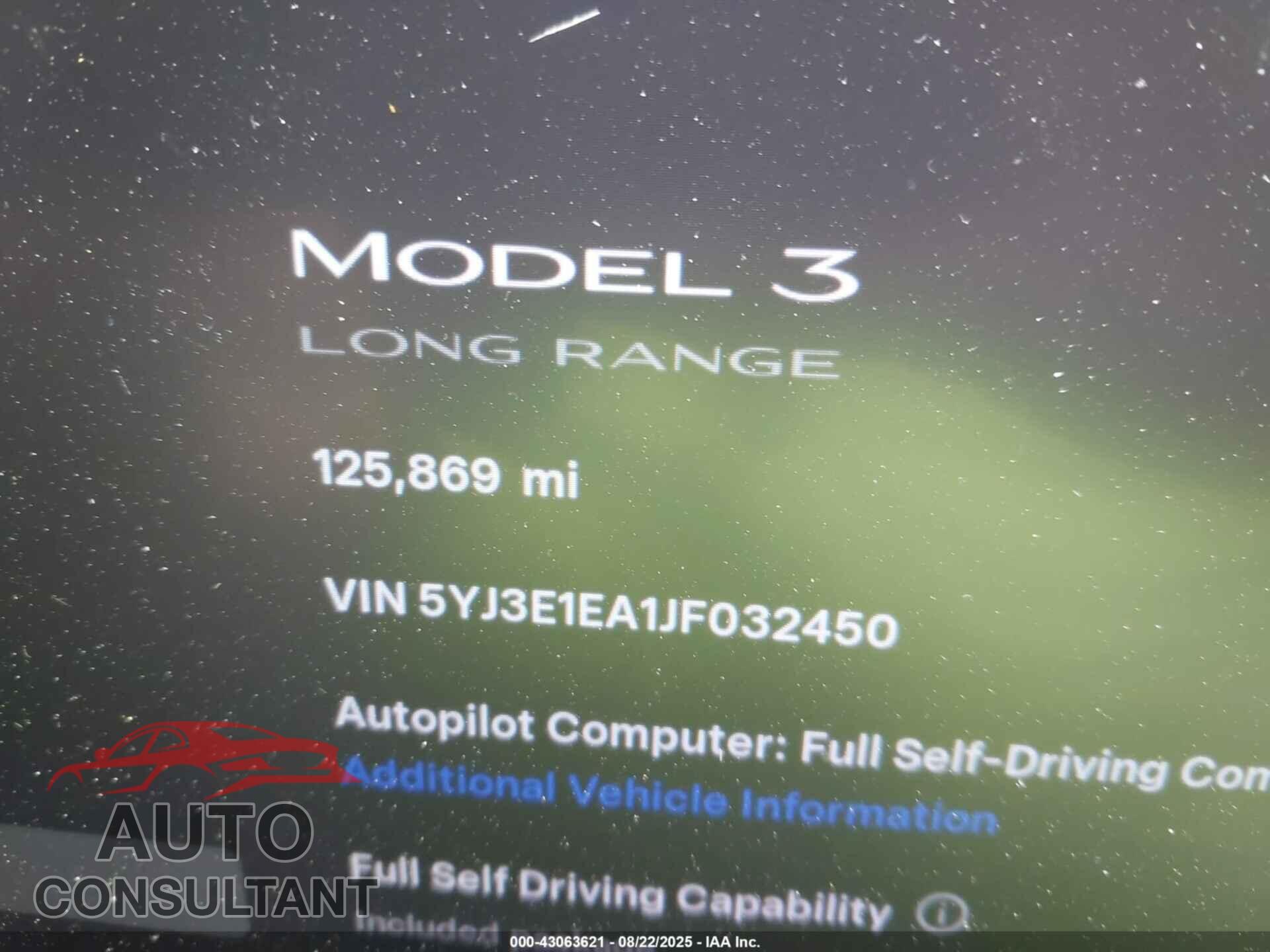 TESLA MODEL 3 2018 - 5YJ3E1EA1JF032450