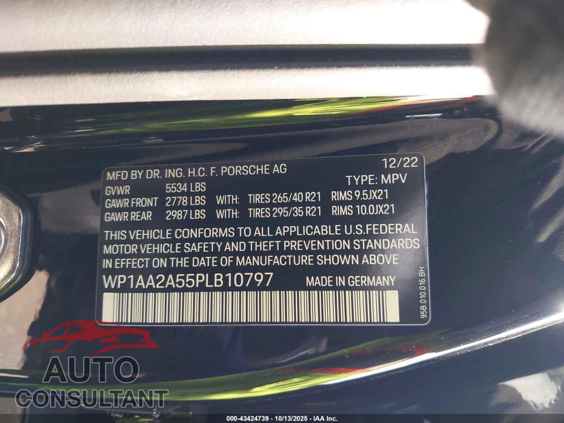 PORSCHE MACAN 2023 - WP1AA2A55PLB10797
