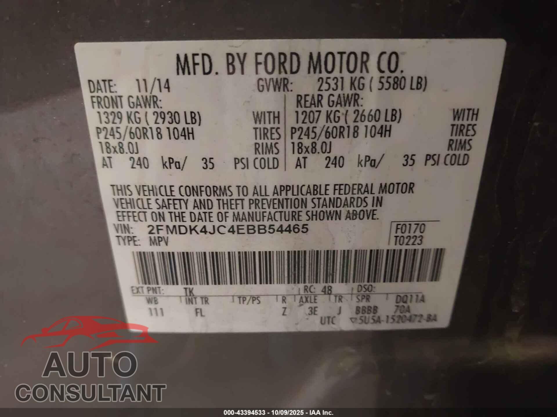 FORD EDGE 2014 - 2FMDK4JC4EBB54465