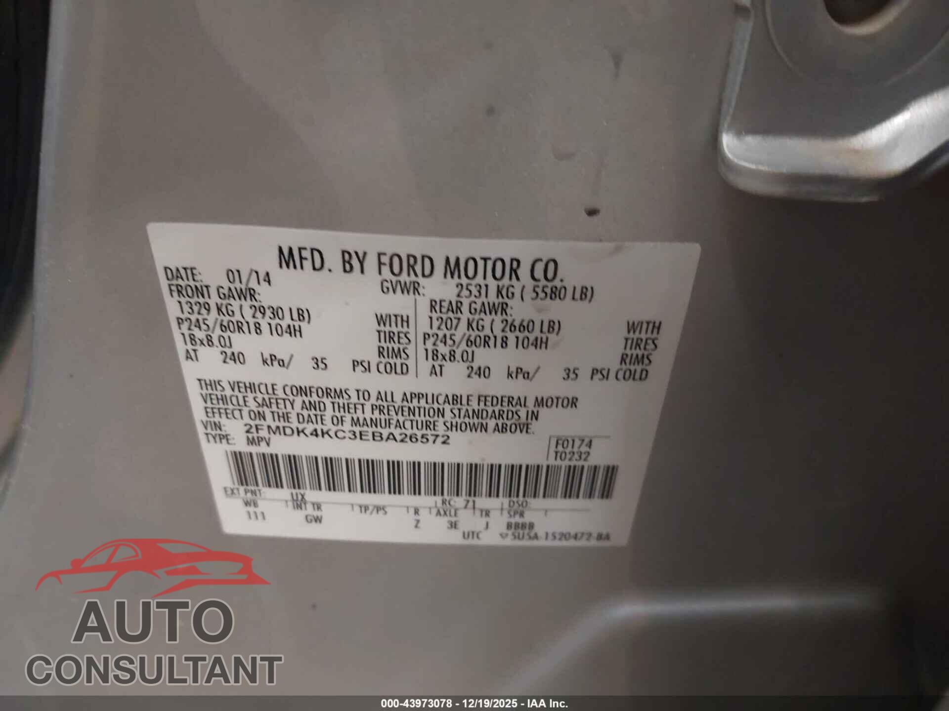 FORD EDGE 2014 - 2FMDK4KC3EBA26572
