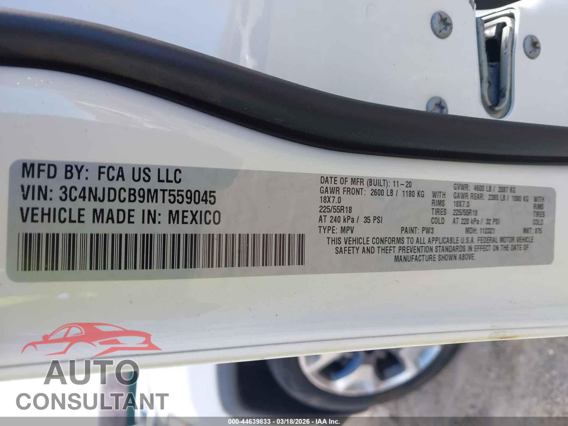 JEEP COMPASS 2021 - 3C4NJDCB9MT559045