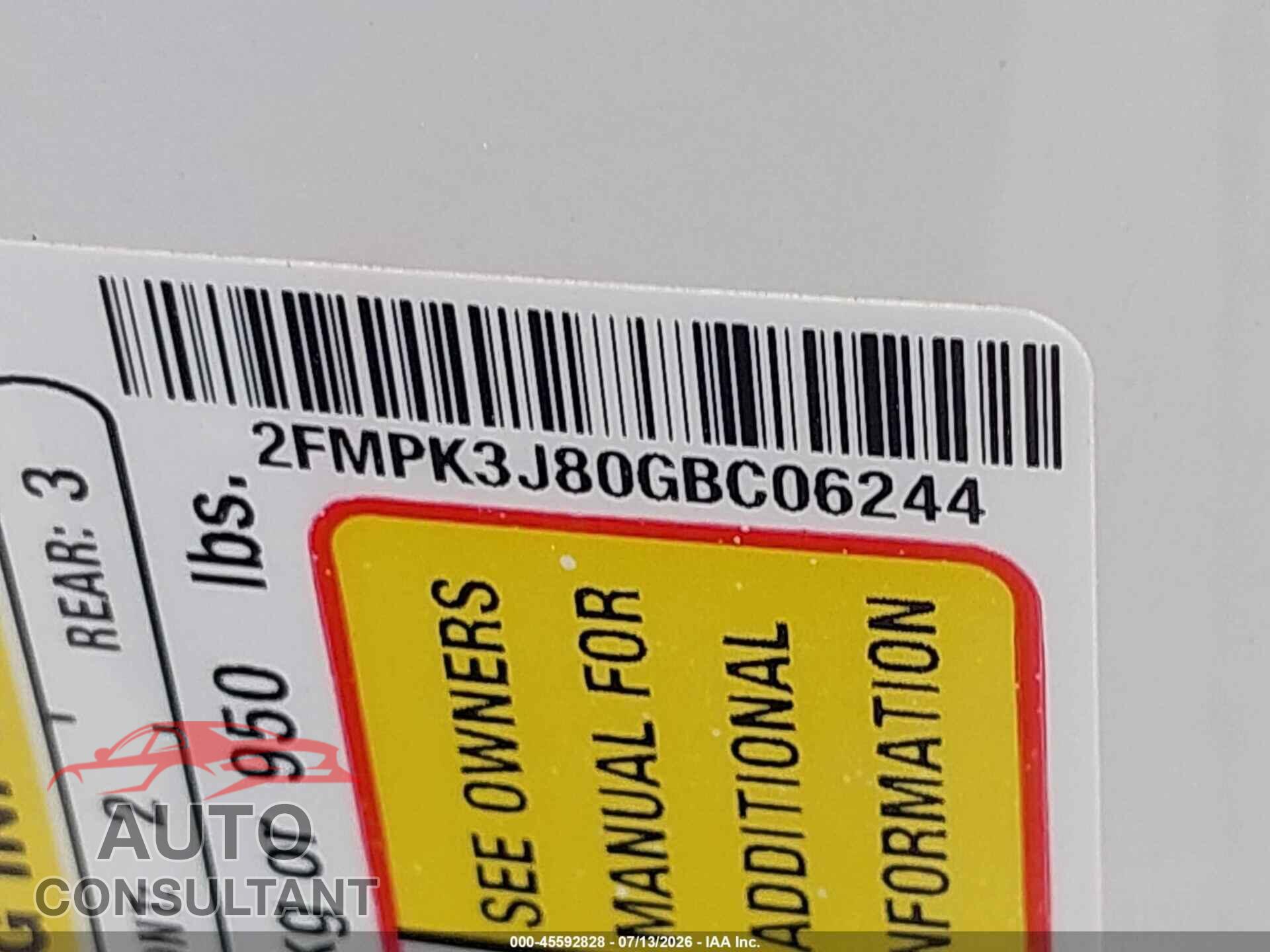FORD EDGE 2016 - 2FMPK3J80GBC06244