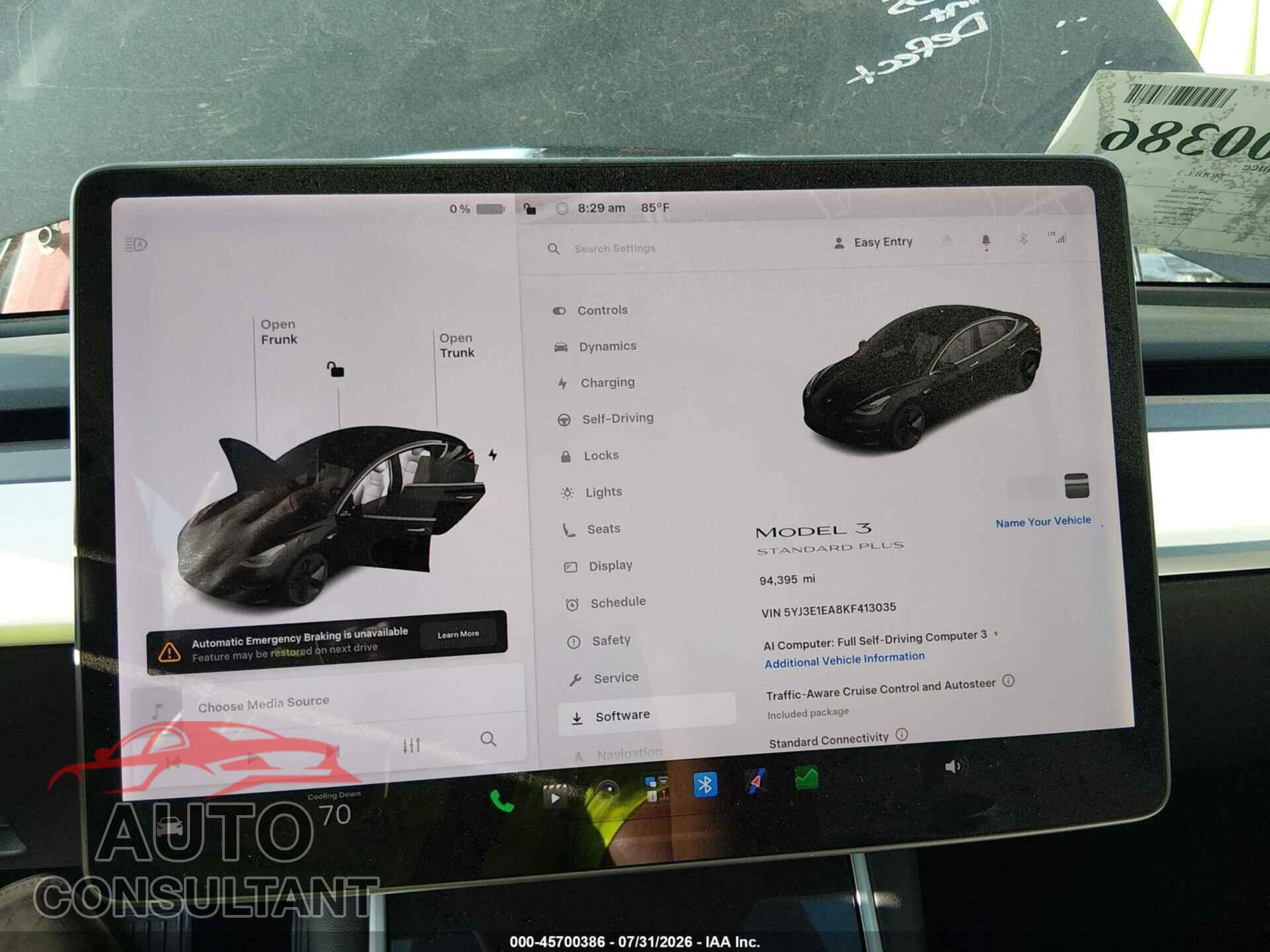 TESLA MODEL 3 2019 - 5YJ3E1EA8KF413035