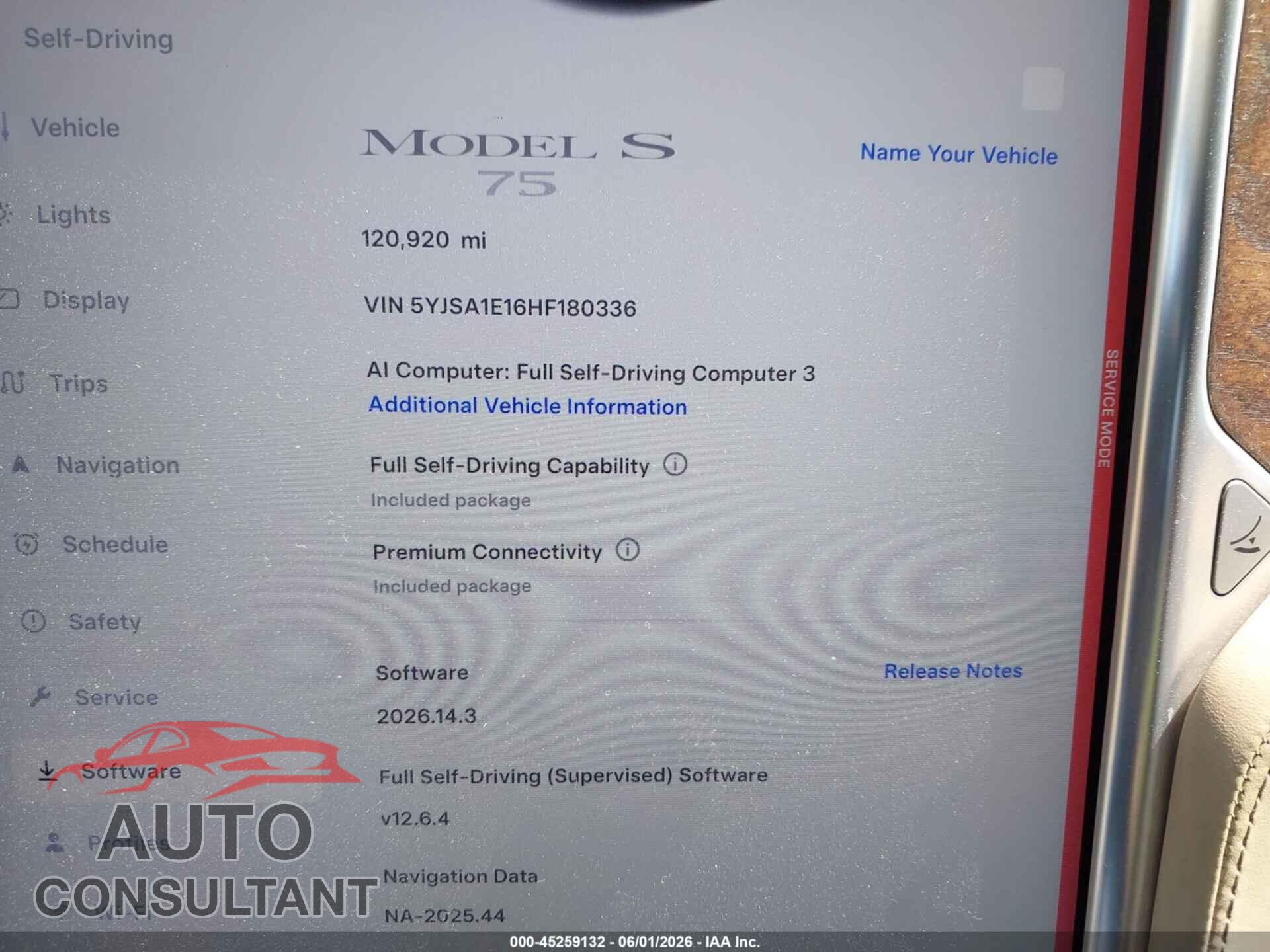 TESLA MODEL S 2017 - 5YJSA1E16HF180336
